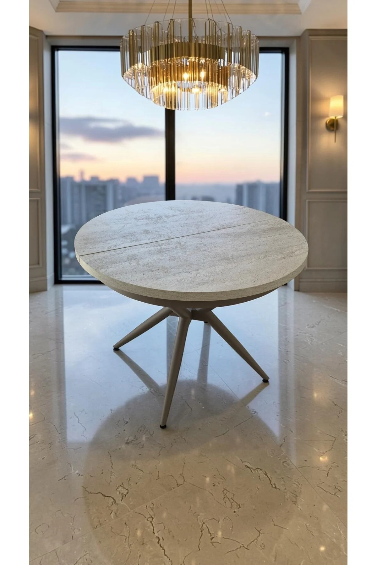 NOVAS SERİSİ AÇILABİLİR YEMEK MASASI 100x100 → 135x100 CM | 1. SINIF MDF LAKE PANEL - fursimo Görsel 3
