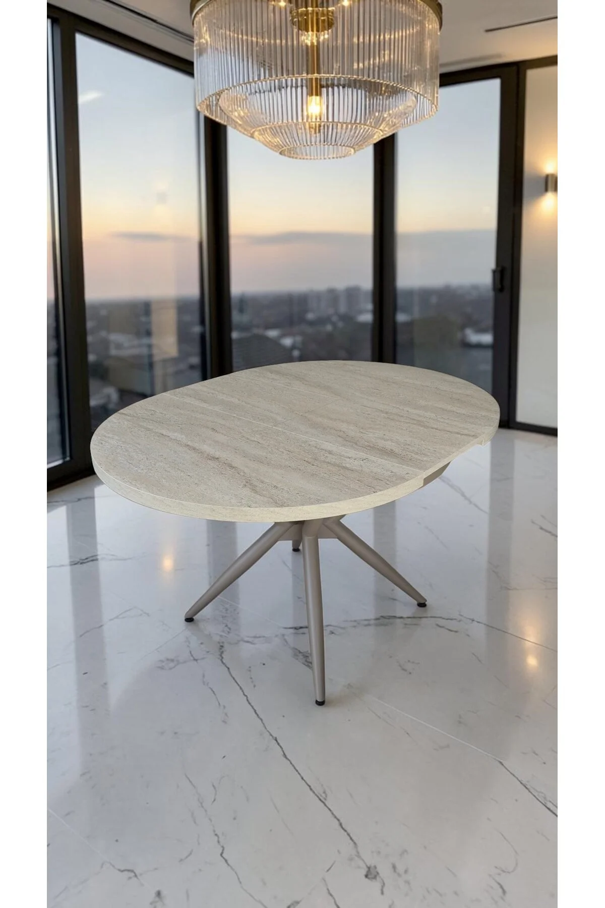 NOVAS SERİSİ AÇILABİLİR YEMEK MASASI 100x100 → 135x100 CM | 1. SINIF MDF LAKE PANEL - fursimo Görsel 7