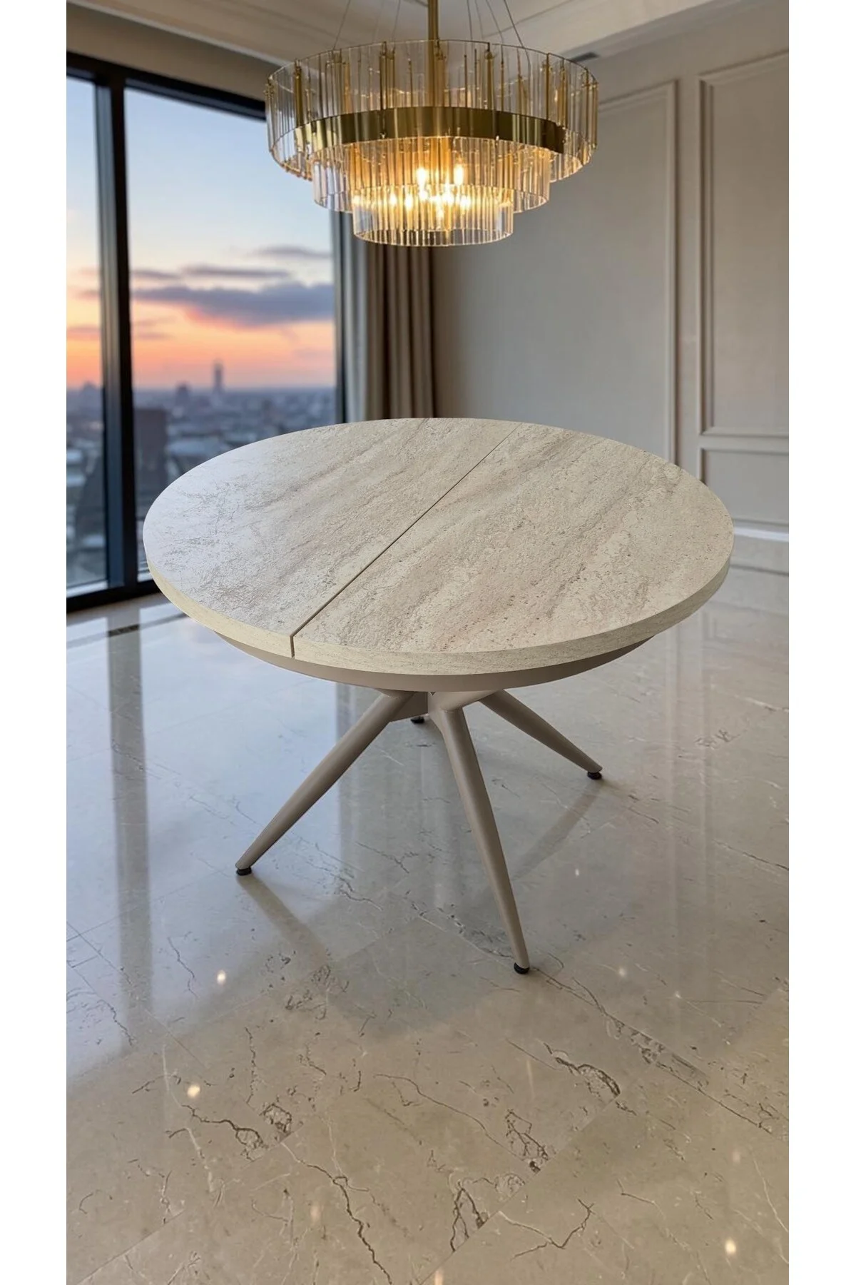 NOVAS SERİSİ AÇILABİLİR YEMEK MASASI 100x100 → 135x100 CM | 1. SINIF MDF LAKE PANEL - fursimo Görsel 2