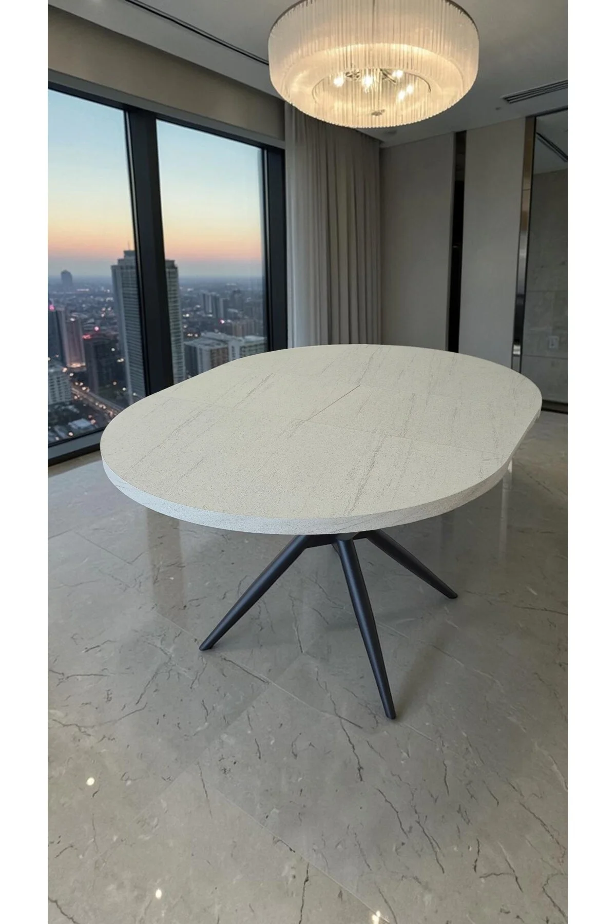 NOVAS SERİSİ AÇILABİLİR YEMEK MASASI 100x100 → 135x100 CM | 1. SINIF MDF LAKE PANEL - fursimo Görsel 5