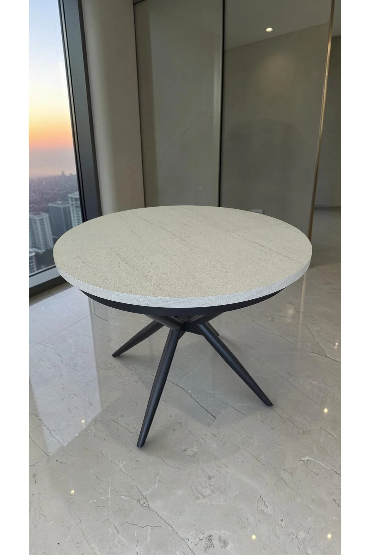 NOVAS SERİSİ AÇILABİLİR YEMEK MASASI 100x100 → 135x100 CM | 1. SINIF MDF LAKE PANEL - fursimo Görsel 2