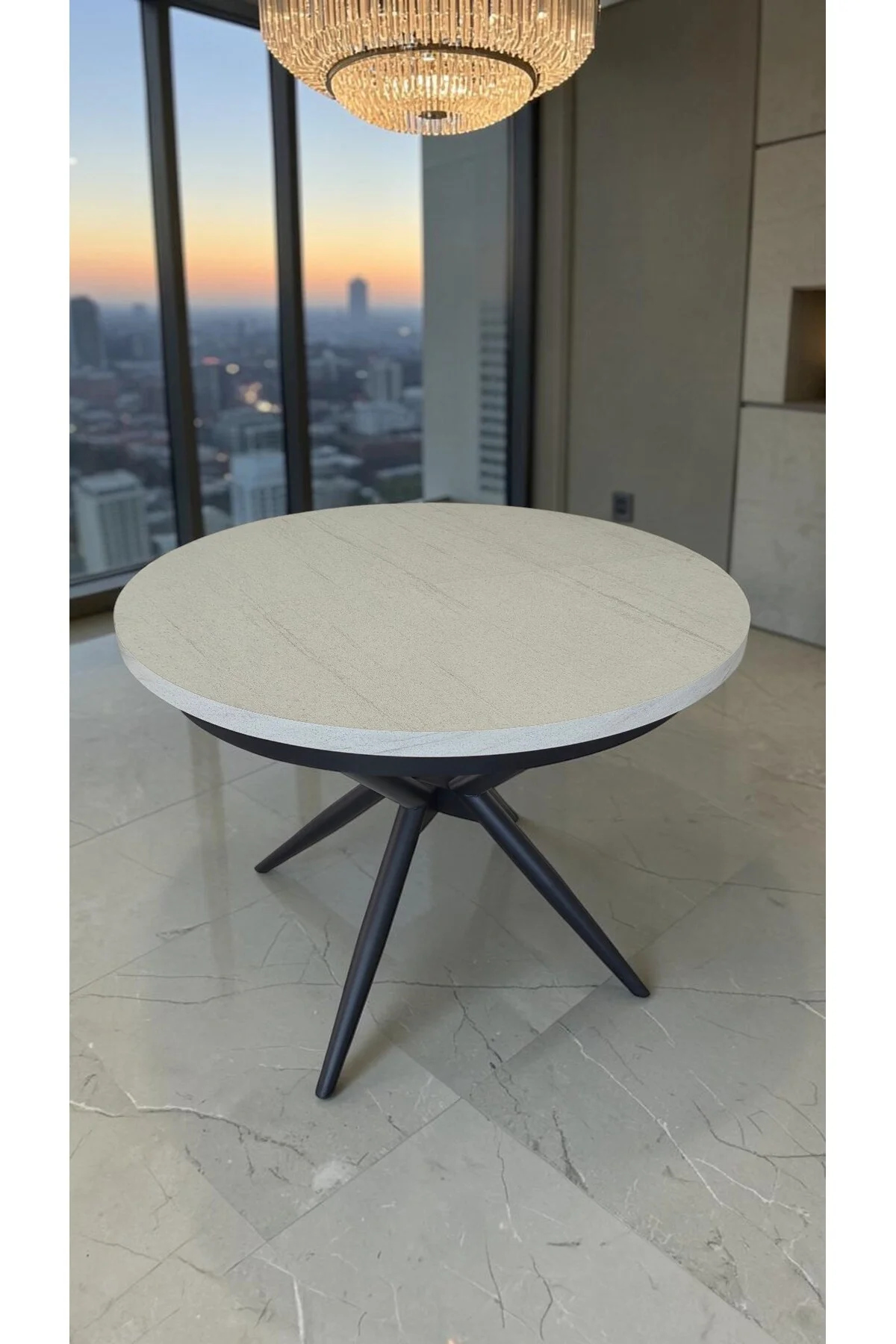 NOVAS SERİSİ AÇILABİLİR YEMEK MASASI 100x100 → 135x100 CM | 1. SINIF MDF LAKE PANEL