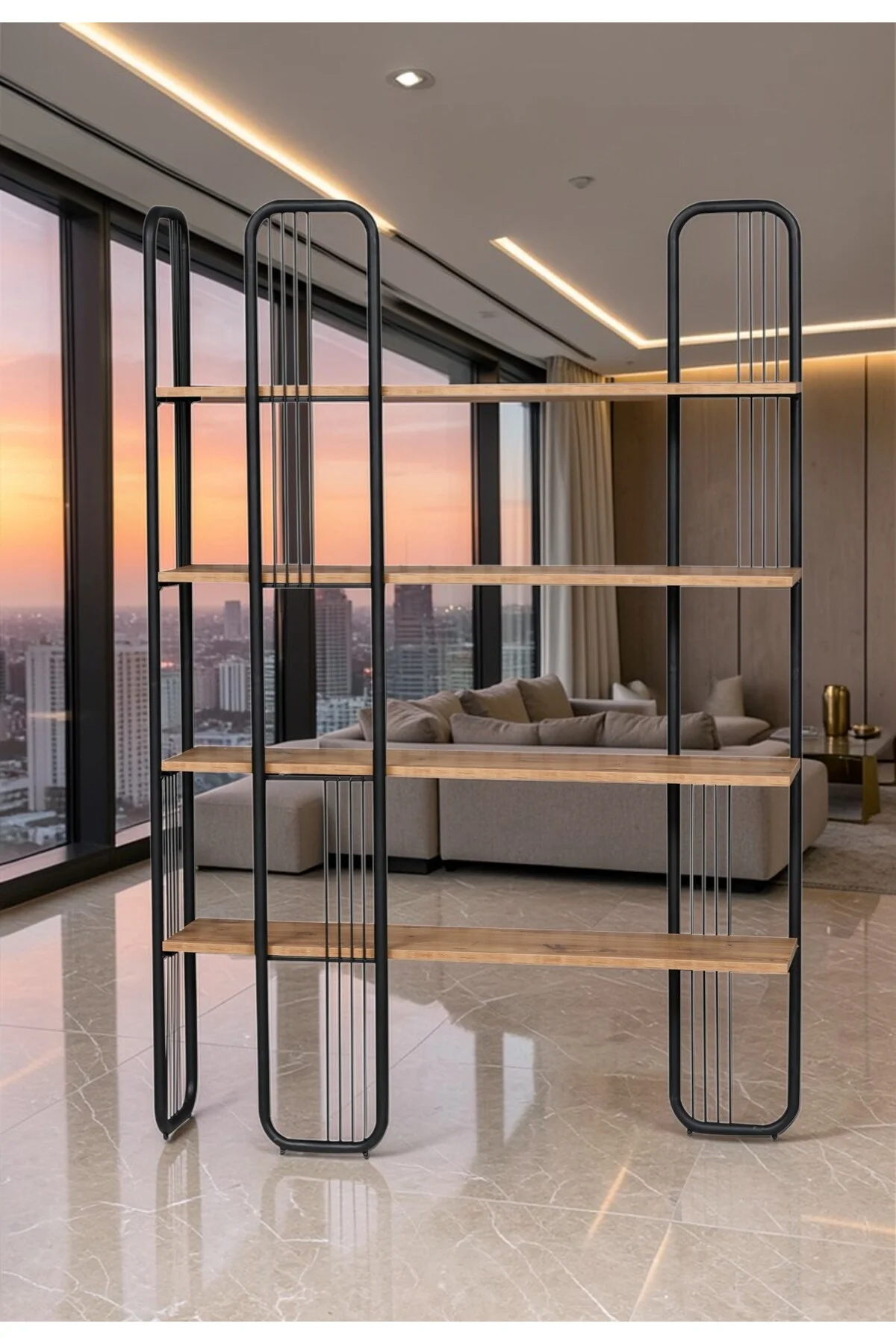 Sierra 5 Raflı Kitaplık 120x180 cm Metal Gövdeli Modern Dekoratif Kitaplık - fursimo Görsel 4