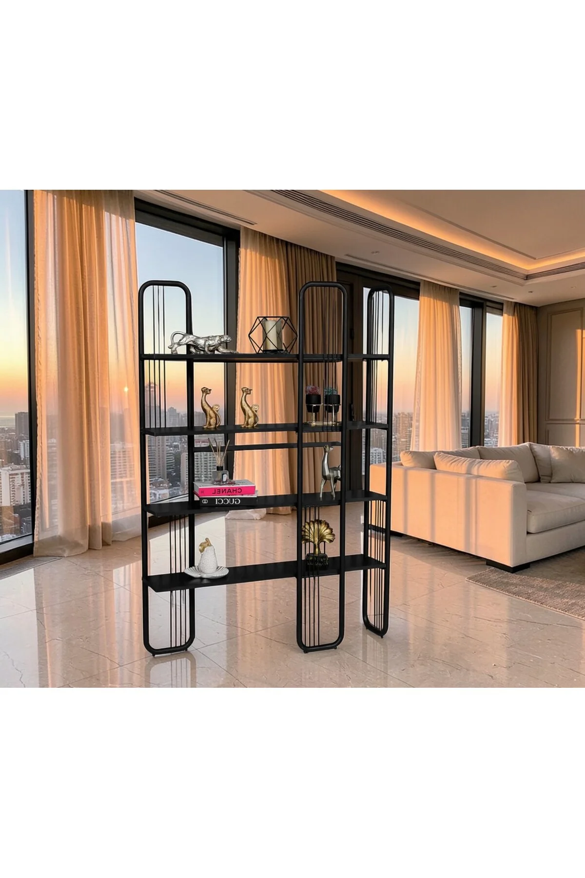 Sierra 5 Raflı Kitaplık 120x180 cm Metal Gövdeli Modern Dekoratif Kitaplık - fursimo Görsel 3