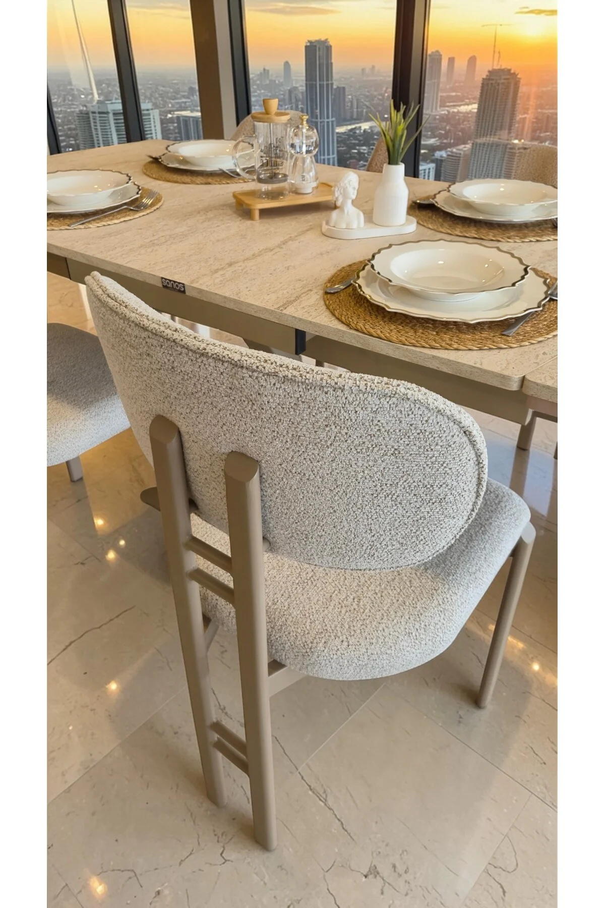 TERA Serisi Açılır Yemek Masası Takımı 80x120 cm (180 cm Açılır) – Metal Ayak 4 Sandalyeli - fursimo Görsel 4