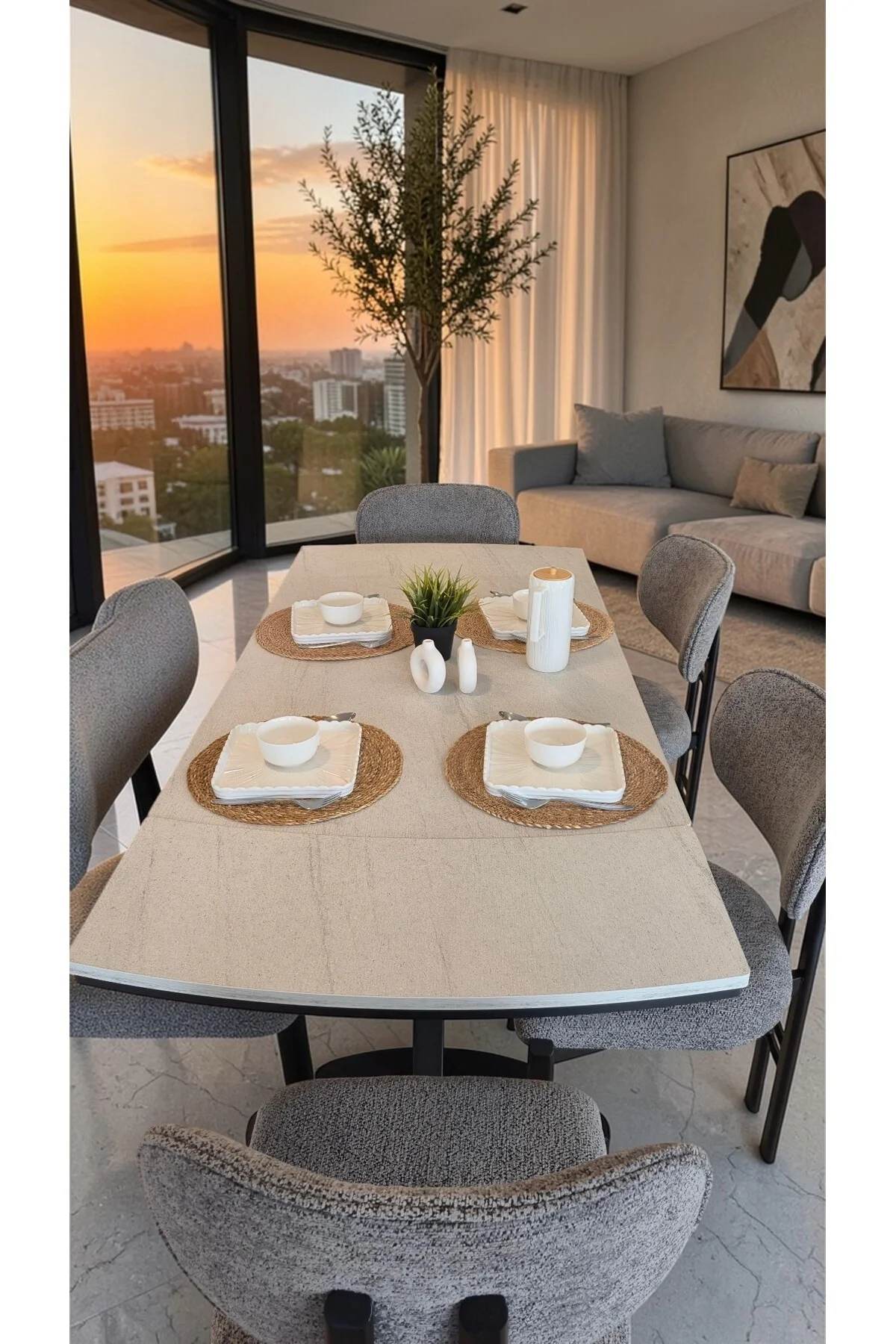TERA Serisi Açılır Yemek Masası Takımı 80x120 cm (180 cm Açılır) – Metal Ayak 4 Sandalyeli - fursimo Görsel 6