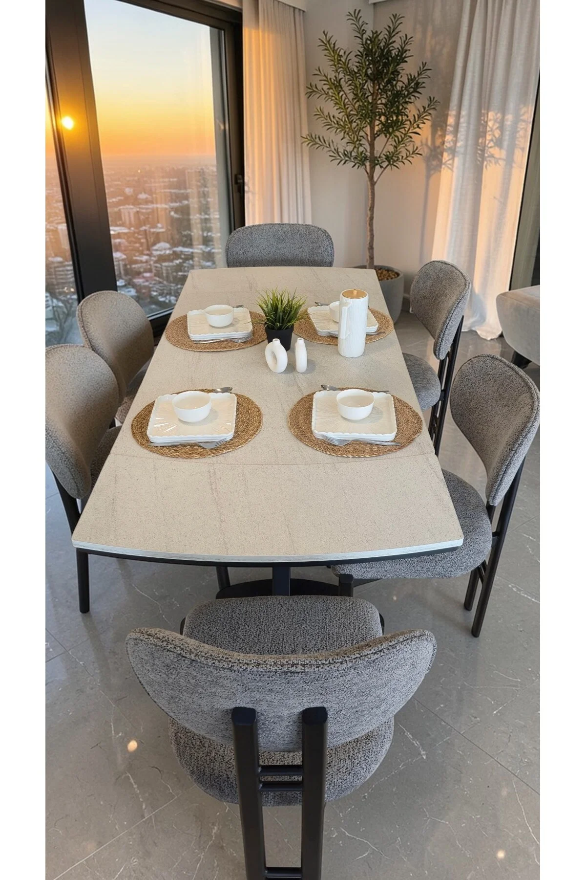 TERA Serisi Açılır Yemek Masası Takımı 80x120 cm (180 cm Açılır) – Metal Ayak 4 Sandalyeli - fursimo Görsel 7