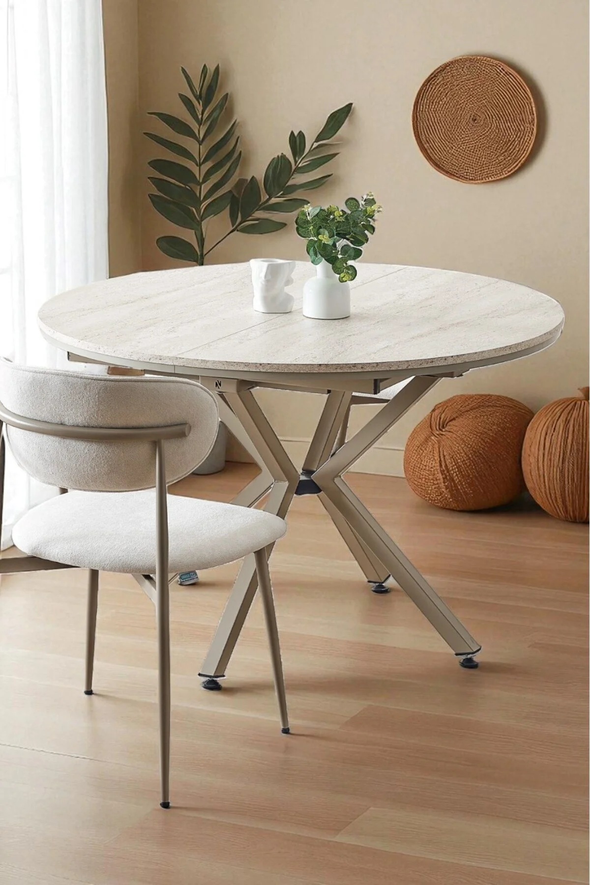 Arhor Serisi 160x120 Açılabilir Lak Panel Beyaz Mermer Desen Masa