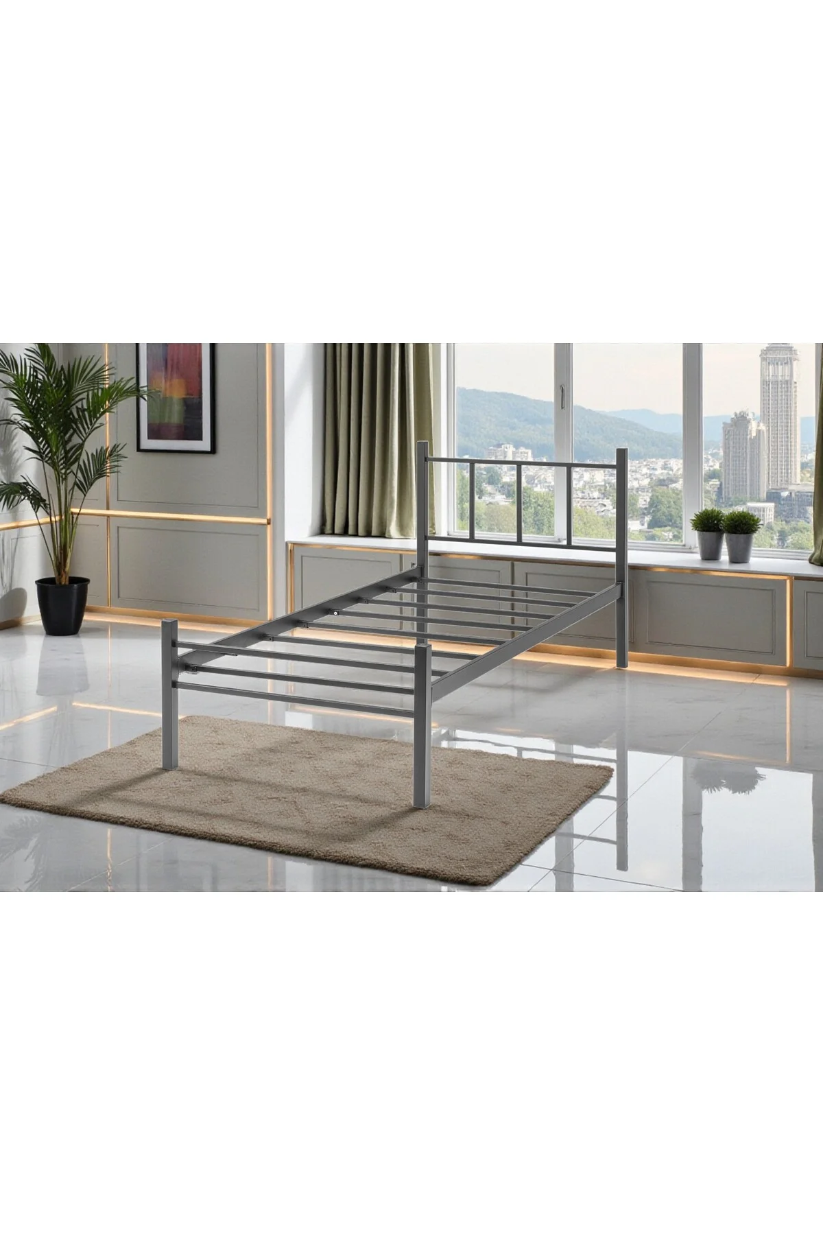 SERENİTA SERİSİ TEK KİŞİLİK METAL SİYAH KARYOLA,FERFORJE SİYAH KARYOLA 120X200 - fursimo Görsel 2