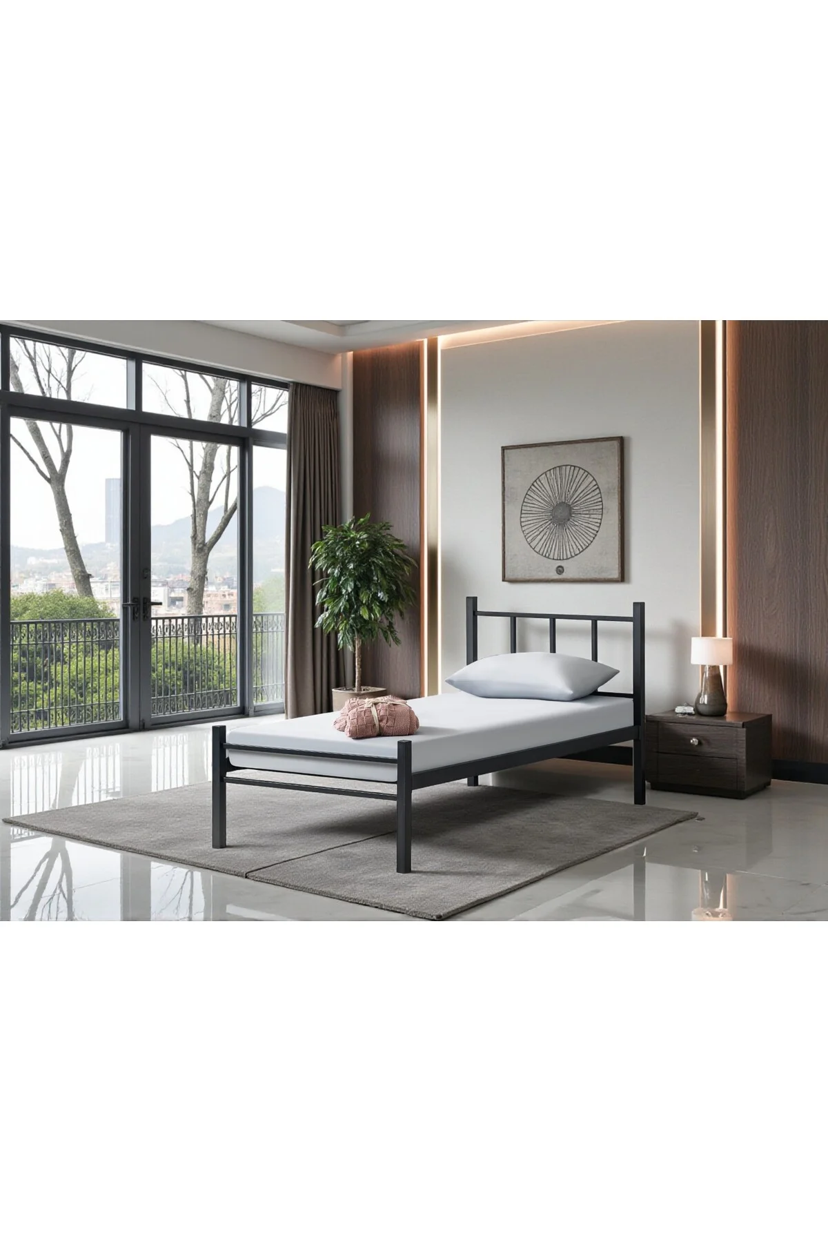 SERENİTA SERİSİ TEK KİŞİLİK METAL SİYAH KARYOLA,FERFORJE SİYAH KARYOLA 120X200