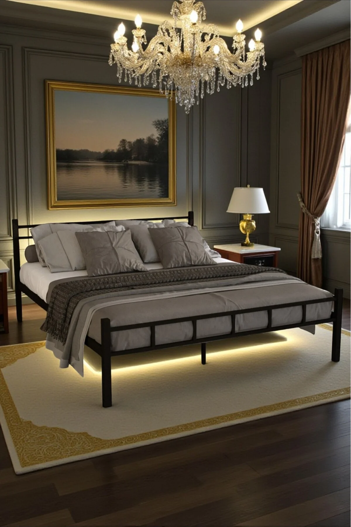 SERENİTA SERİSİ SİYAH METAL ÇİFT KİŞİLİK KARYOLA,FERFORJE KARYOLA 160X200 - fursimo Görsel 2