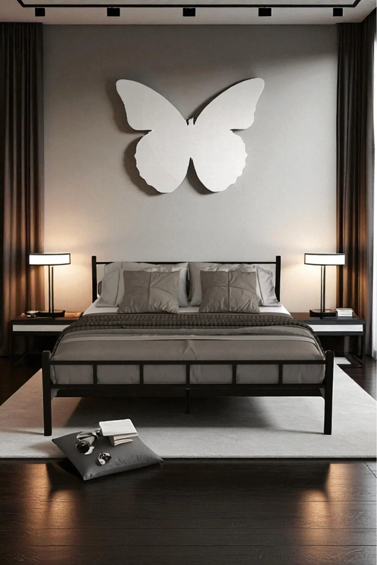 SERENİTA SERİSİ SİYAH METAL ÇİFT KİŞİLİK KARYOLA,FERFORJE KARYOLA 160X200 - fursimo Görsel 4