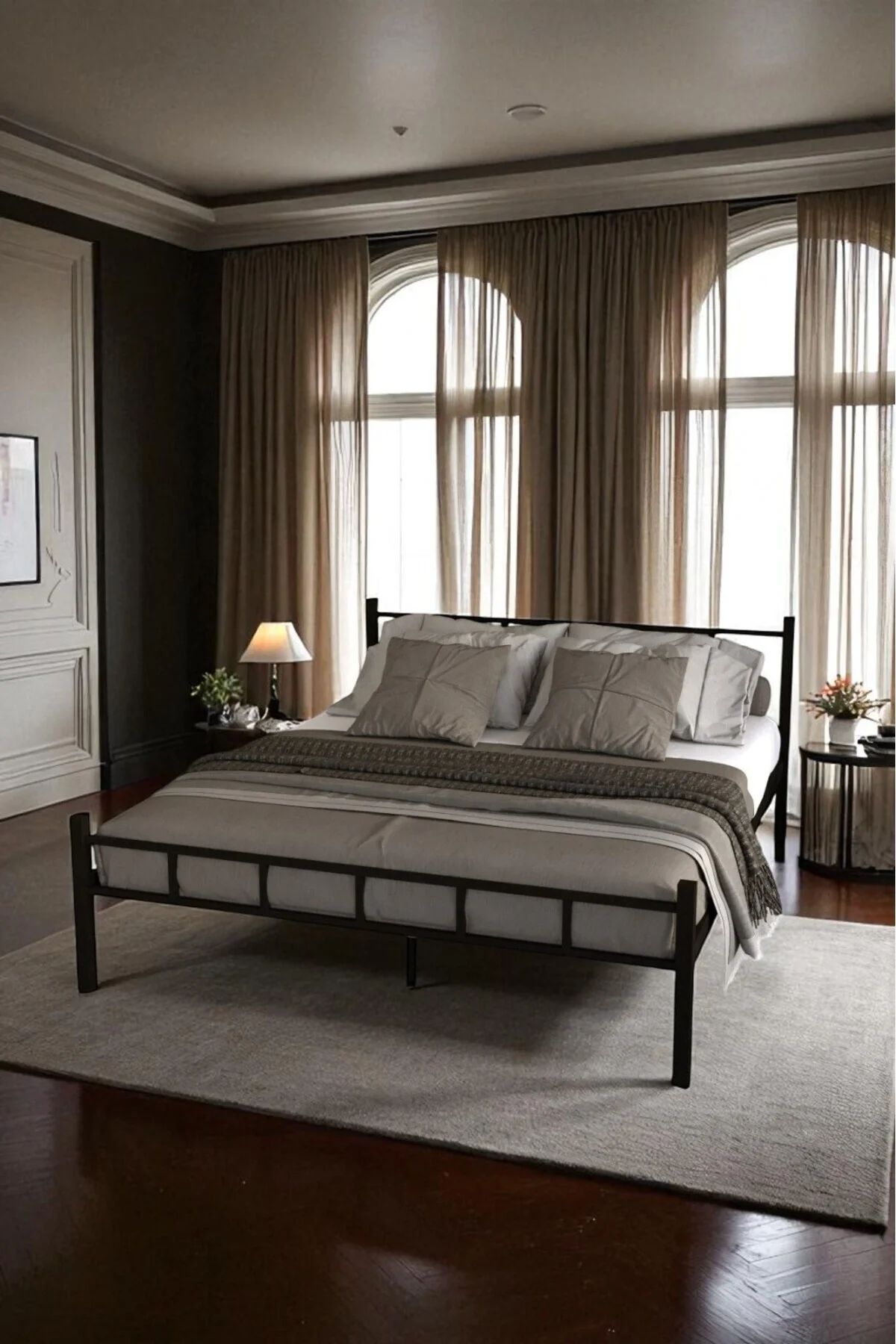 SERENİTA SERİSİ SİYAH METAL ÇİFT KİŞİLİK KARYOLA,FERFORJE KARYOLA 160X200 - fursimo Görsel 6
