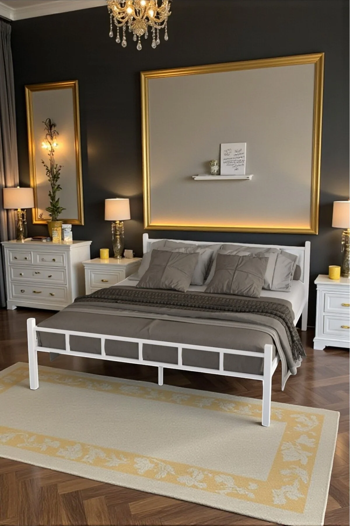 SERENİTA SERİSİ METAL BEYAZ KARYOLA FERFORJE KARYOLA 120X200 - fursimo Görsel 4