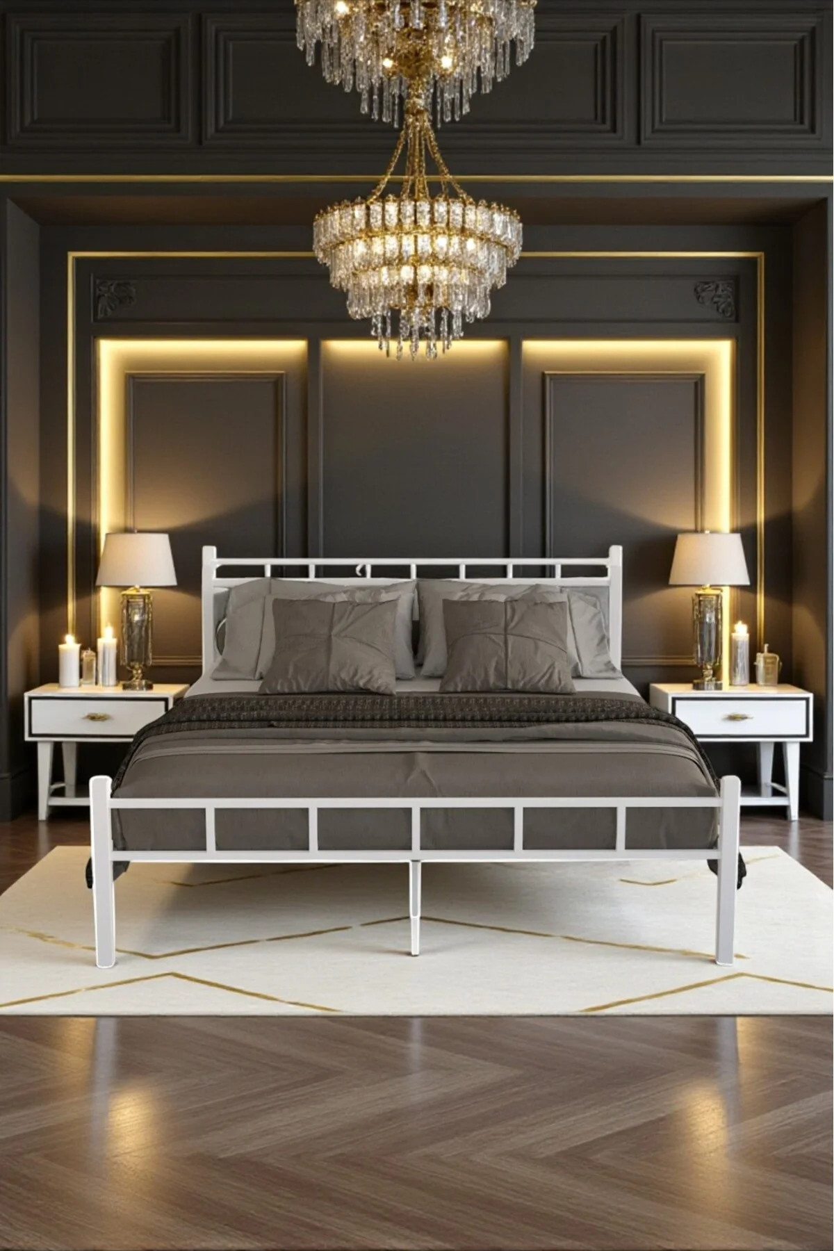SERENİTA SERİSİ METAL BEYAZ KARYOLA FERFORJE KARYOLA 120X200