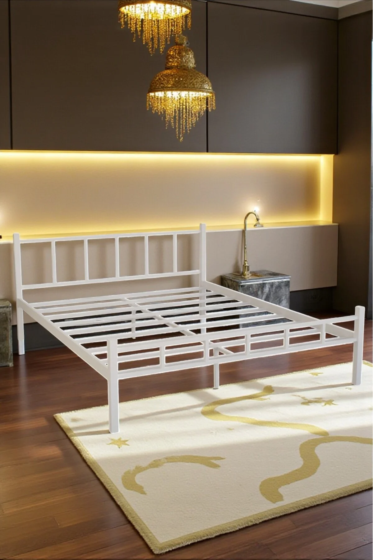 SERENİTA SERİSİ METAL BEYAZ KARYOLA FERFORJE KARYOLA 120X200 - fursimo Görsel 5