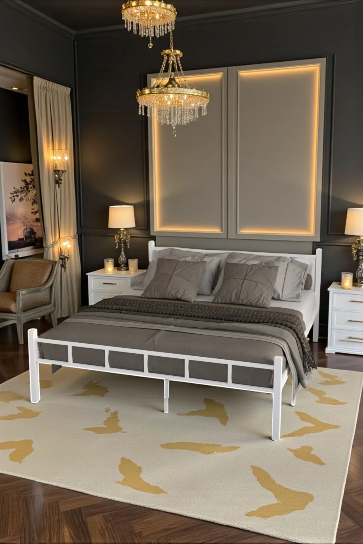 SERENİTA SERİSİ METAL BEYAZ KARYOLA FERFORJE KARYOLA 120X200 - fursimo Görsel 3