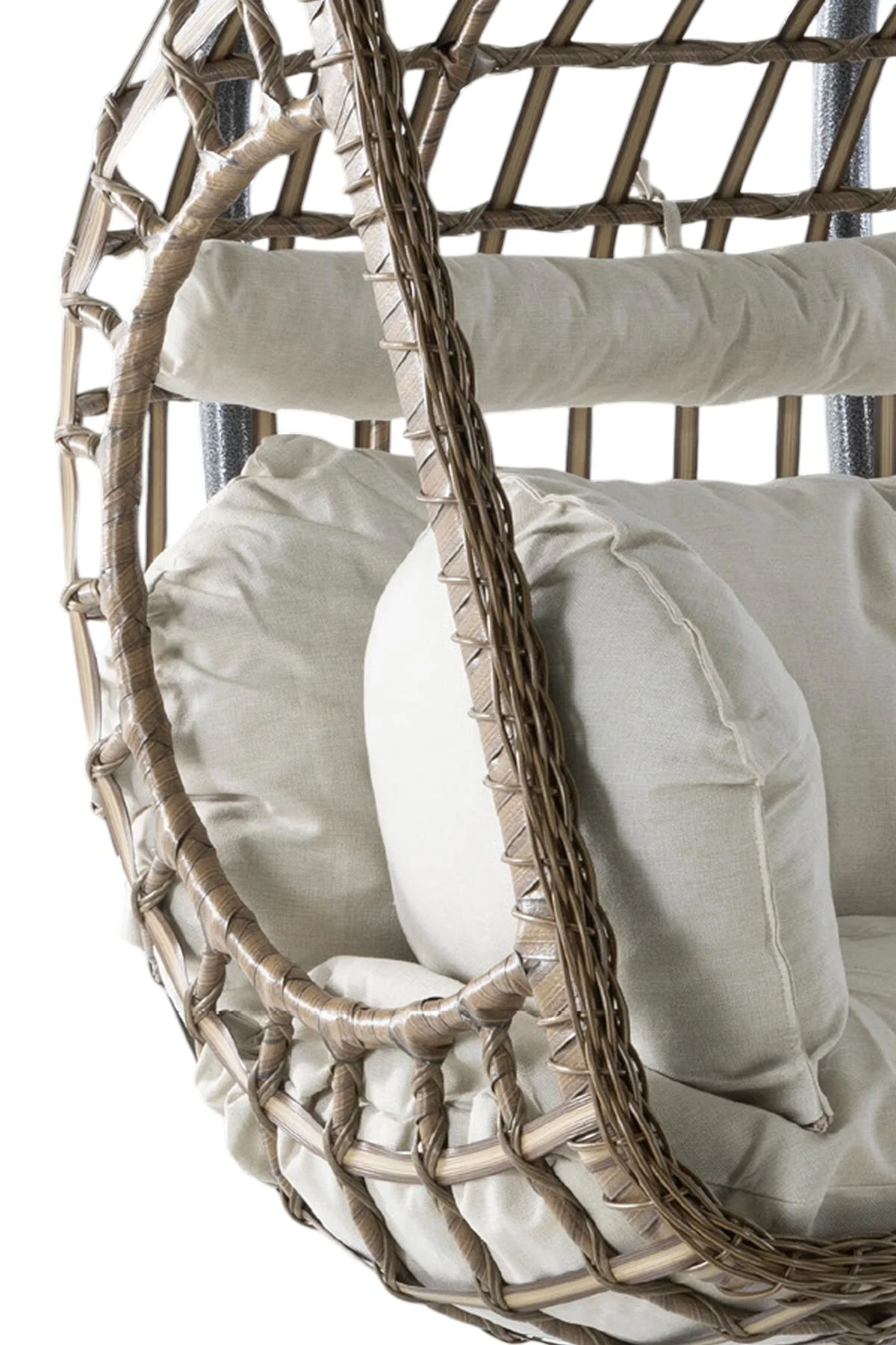 Salyan Elma Tasarım Rattan İki Kişilik Bahçe &amp; Balkon Salıncağı – Minderli, Dayanıklı Metal Gövd - fursimo Görsel 7