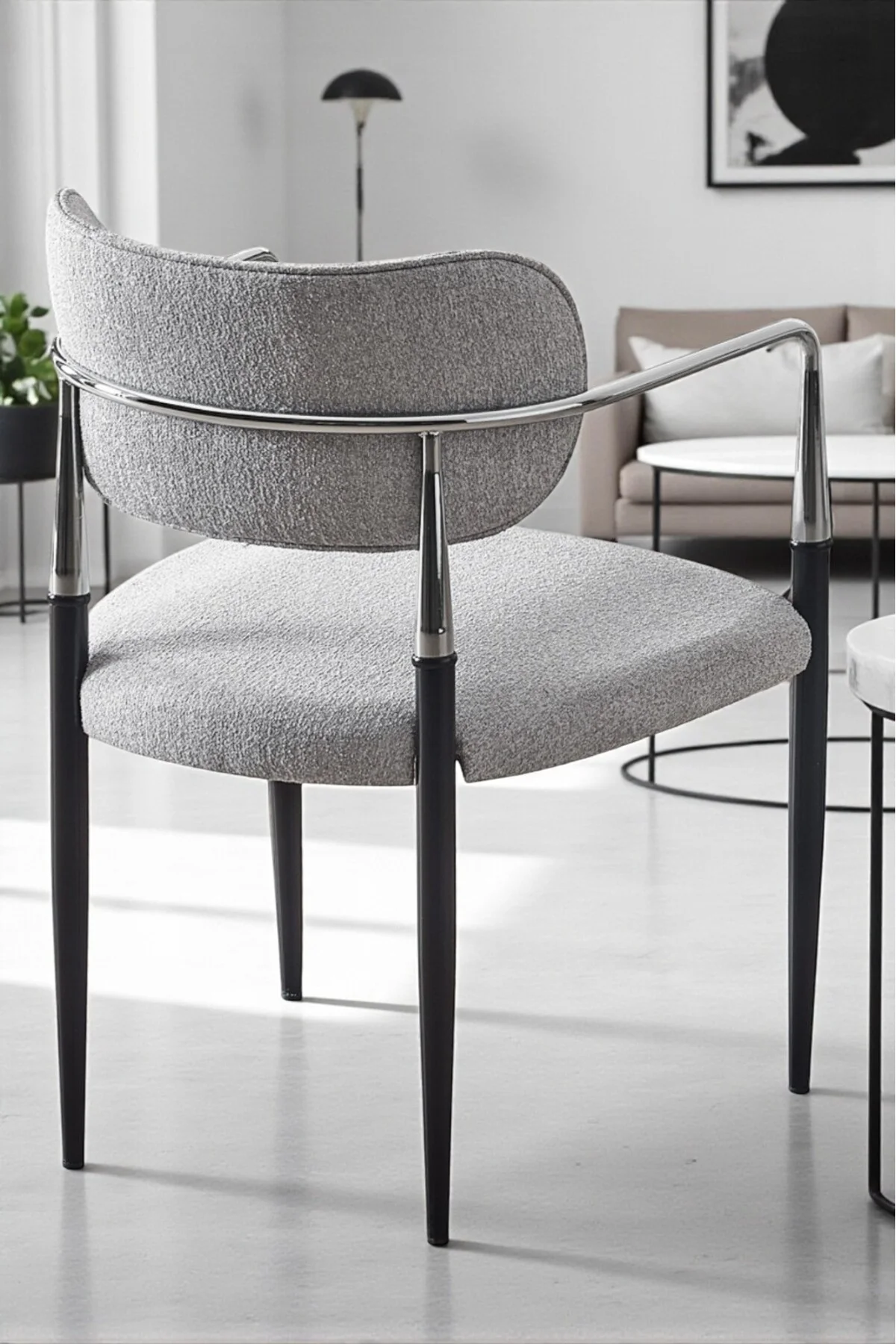 Vellario Metal Kol Detaylı Sandalye 2 Adet – Kromaj Siyah Metal Ayak, 57 x 57 x 81 cm - fursimo Görsel 5