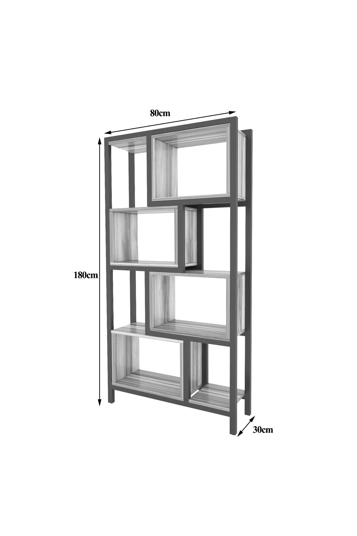 Oykotra Serisi Kitaplık 4 Büyük Raflı 90 Cm Beyaz Renk Siyah Metal Ayak Kitaplık - fursimo Görsel 7