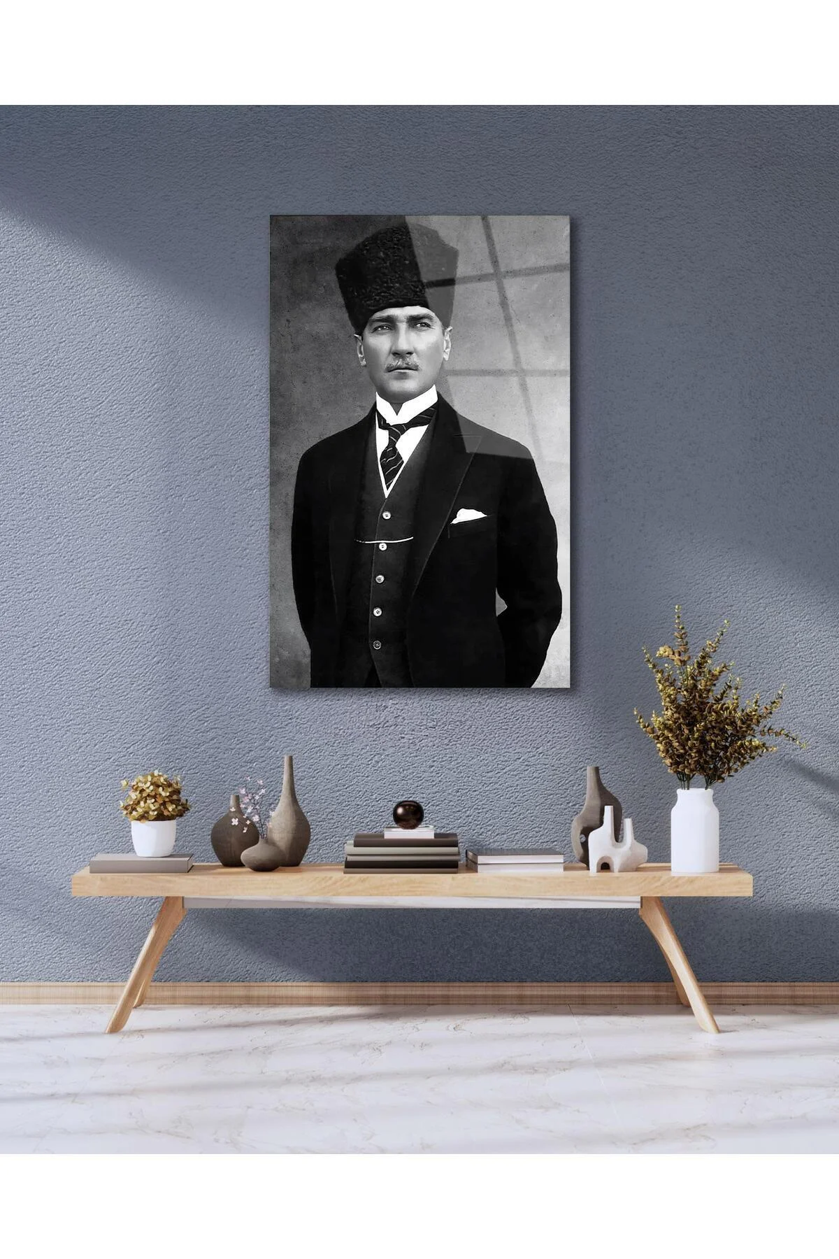 Atatürk Portre Cam Tablo Modern Ev Ofis Salon Hediyelik Büyük Tablo Duvar Dekoru - BYCAGRİ Görsel 5