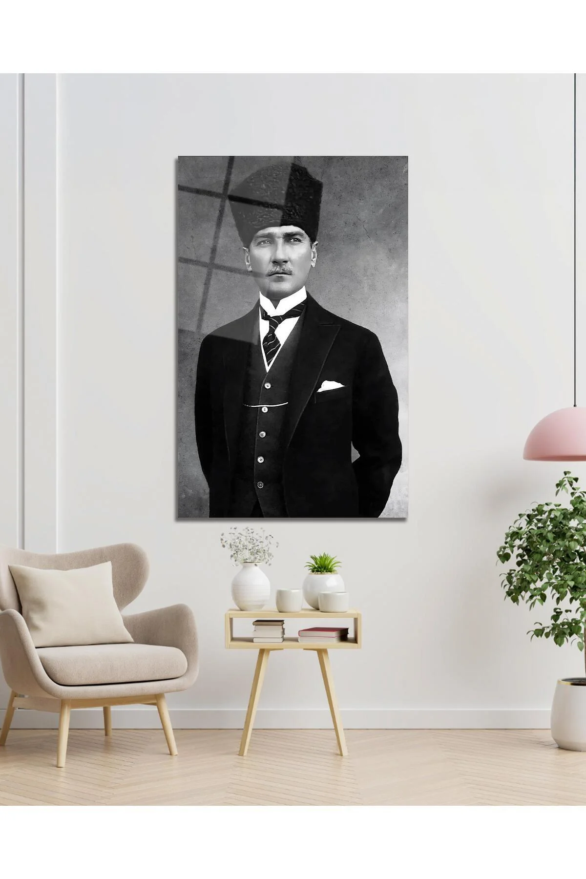 Atatürk Portre Cam Tablo Modern Ev Ofis Salon Hediyelik Büyük Tablo Duvar Dekoru - BYCAGRİ Görsel 7