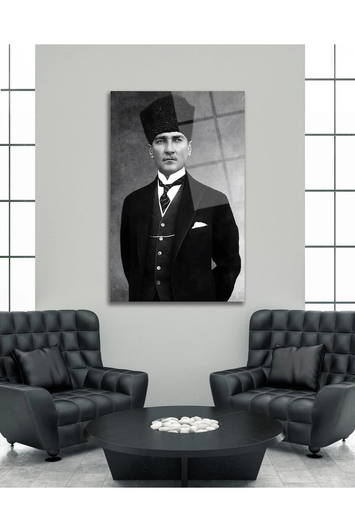 Atatürk Portre Cam Tablo Modern Ev Ofis Salon Hediyelik Büyük Tablo Duvar Dekoru - BYCAGRİ Görsel 4