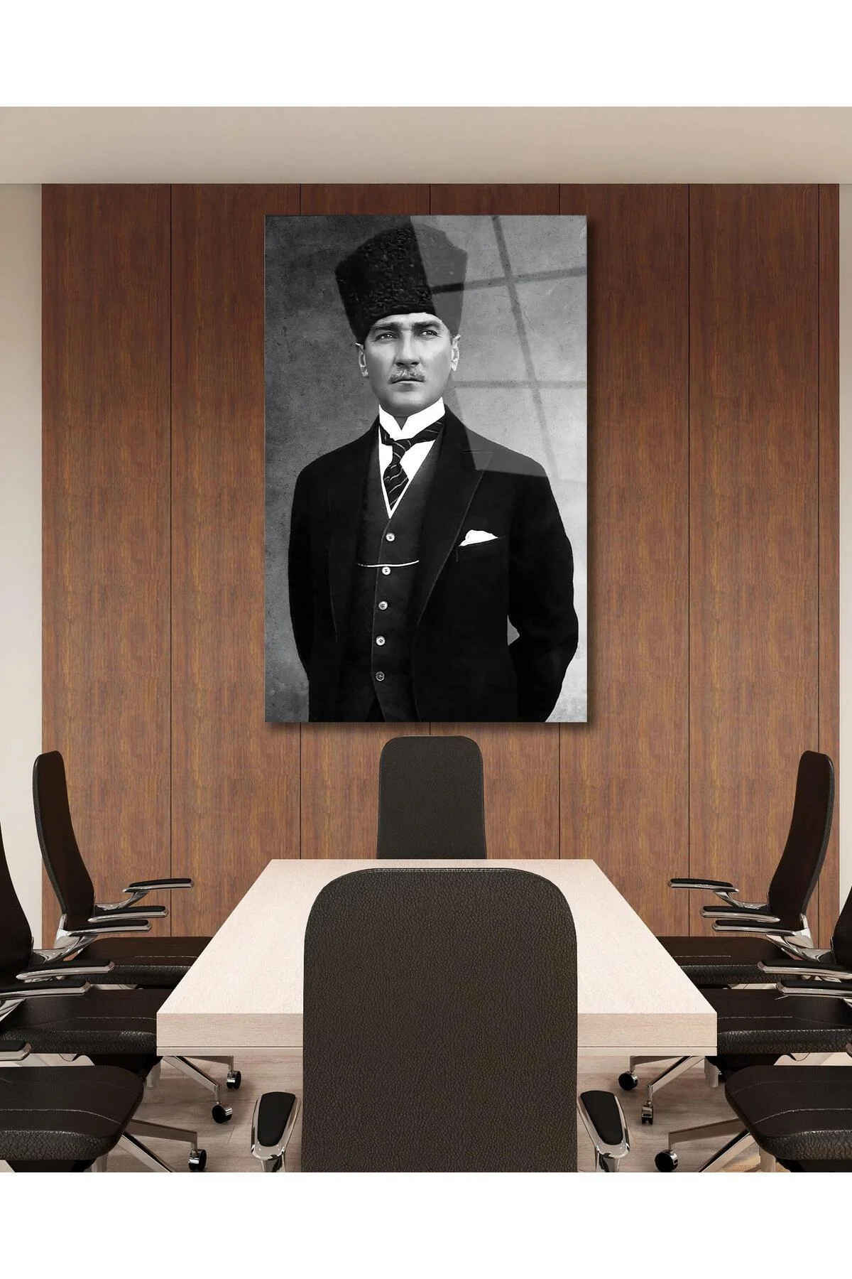 Atatürk Portre Cam Tablo Modern Ev Ofis Salon Hediyelik Büyük Tablo Duvar Dekoru - BYCAGRİ Görsel 2