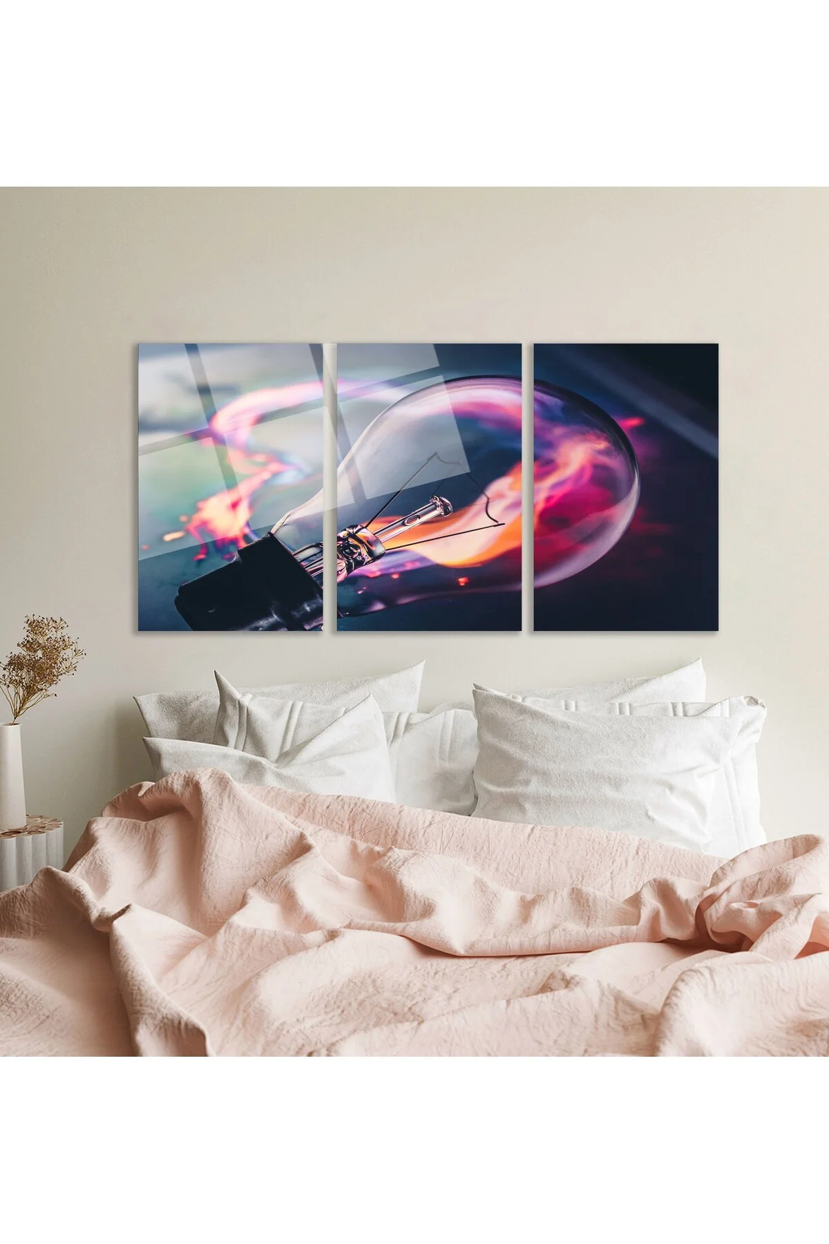 3'lü Set Cam Tablo Renkli Ampul Makro Sanat Ofis Dekorasyon - BAYÇAĞRI Görsel 4