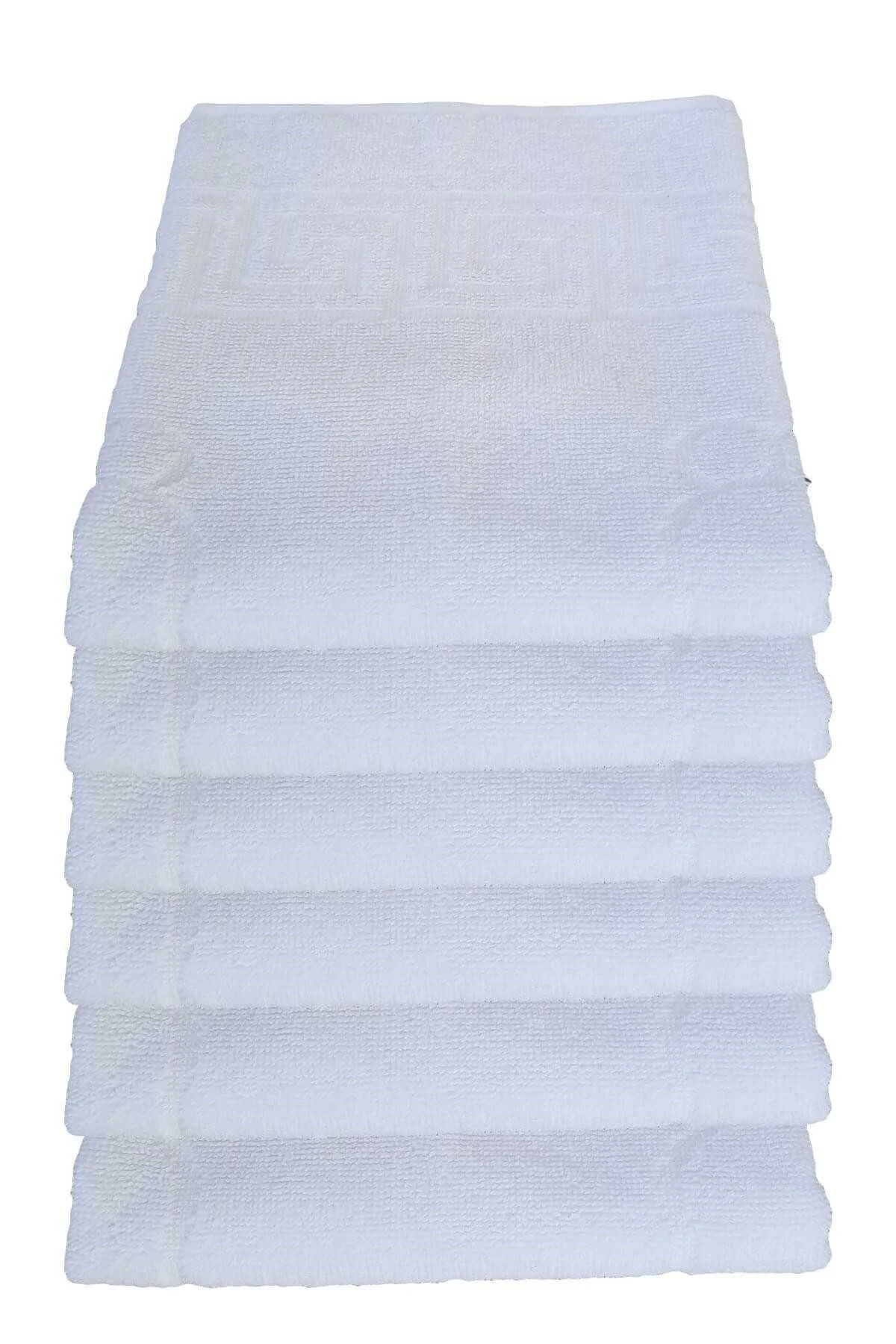 6 lı Ayak İzli Banyo Pamuklu Ayak Havlusu 50x70 Cm Beyaz