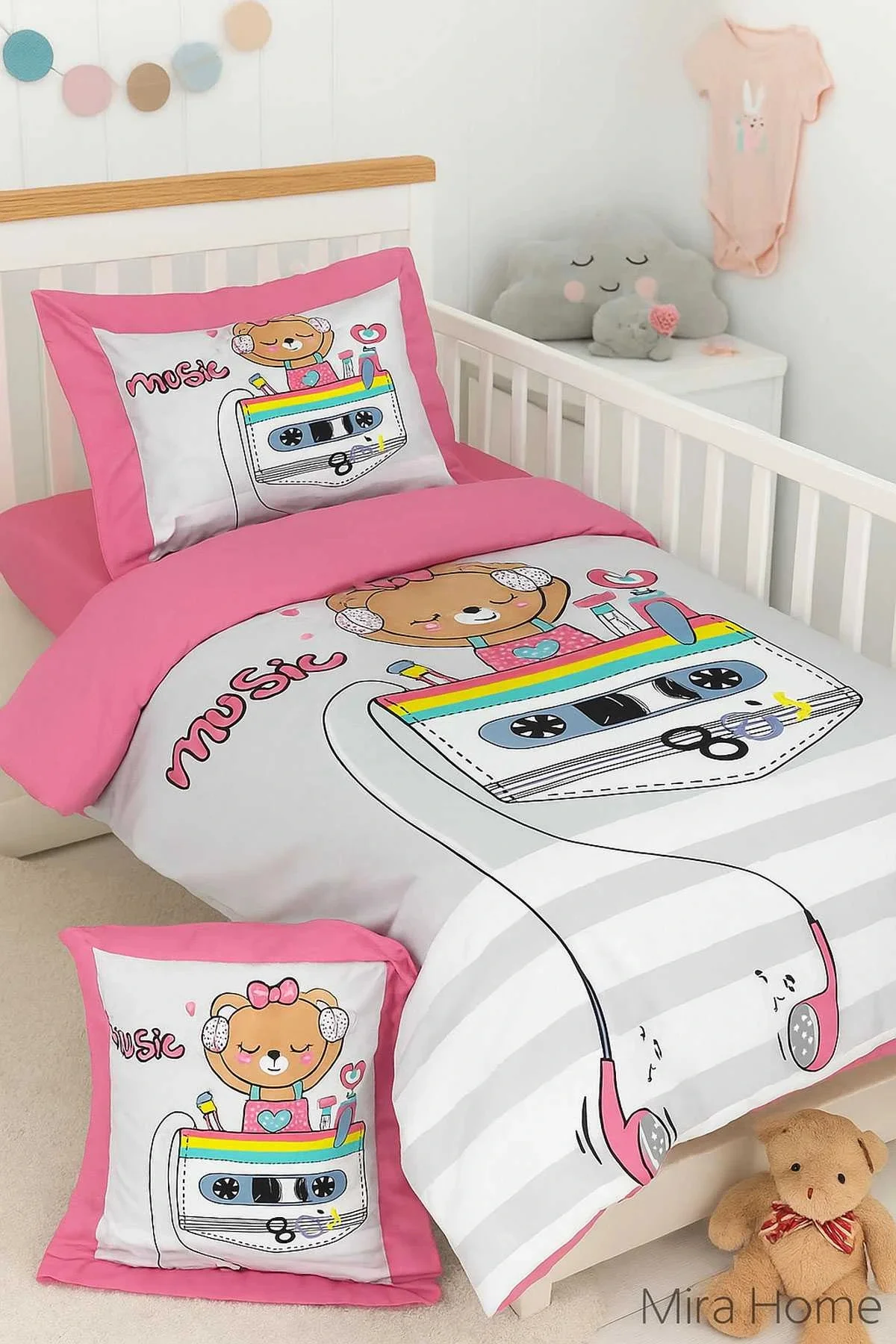 Dijital Baskılı 3d Pamuklu Yenidoğan Bebek Nevresim Takımı Enjoy Music - Mira Home Görsel 3