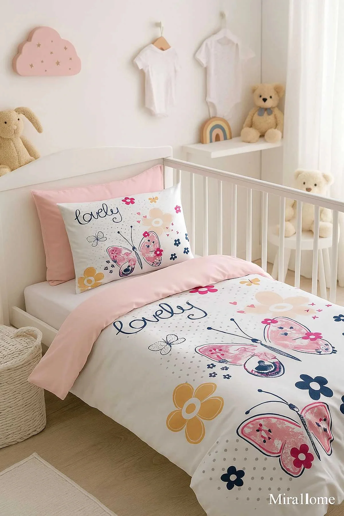 Dijital Baskılı 3d Pamuklu Yenidoğan Bebek Nevresim Takımı Lovely Butterfly - Mira Home Görsel 3