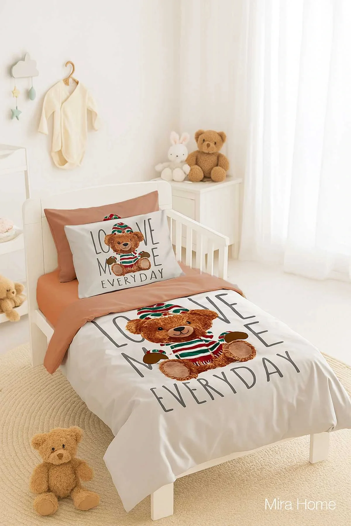 Dijital Baskılı 3d Pamuklu Yenidoğan Bebek Nevresim Takımı Love Me Everyday - Mira Home Görsel 2