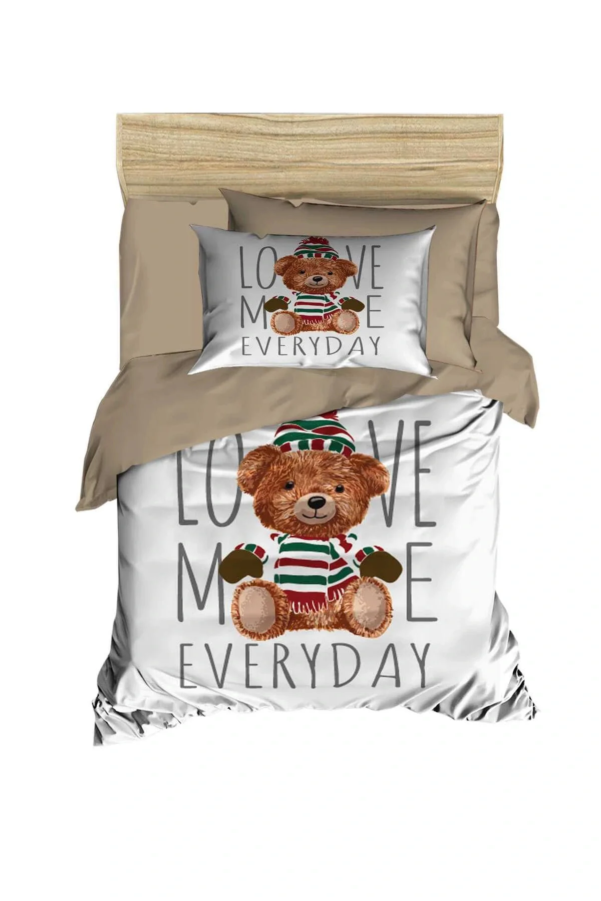 Dijital Baskılı 3d Pamuklu Yenidoğan Bebek Nevresim Takımı Love Me Everyday