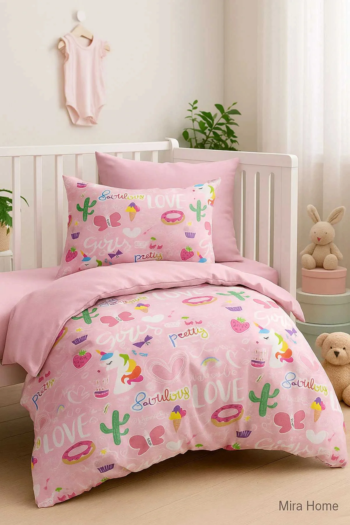 Dijital Baskılı 3d Pamuklu Yenidoğan Bebek Nevresim Takımı Girl Love - Mira Home Görsel 2