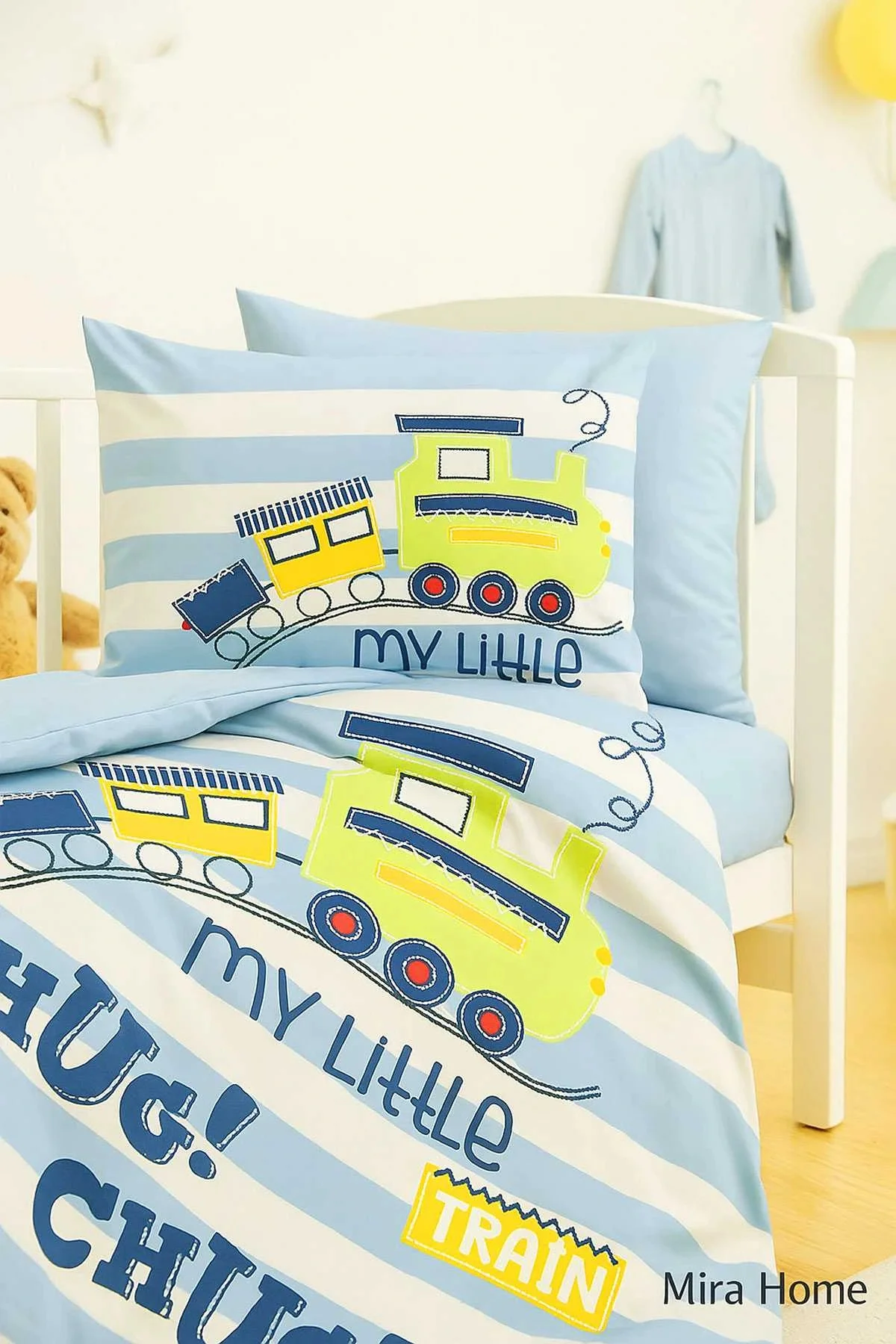 Dijital Baskılı 3d Pamuklu Yenidoğan Bebek Nevresim Takımı My Little Train - Mira Home Görsel 2