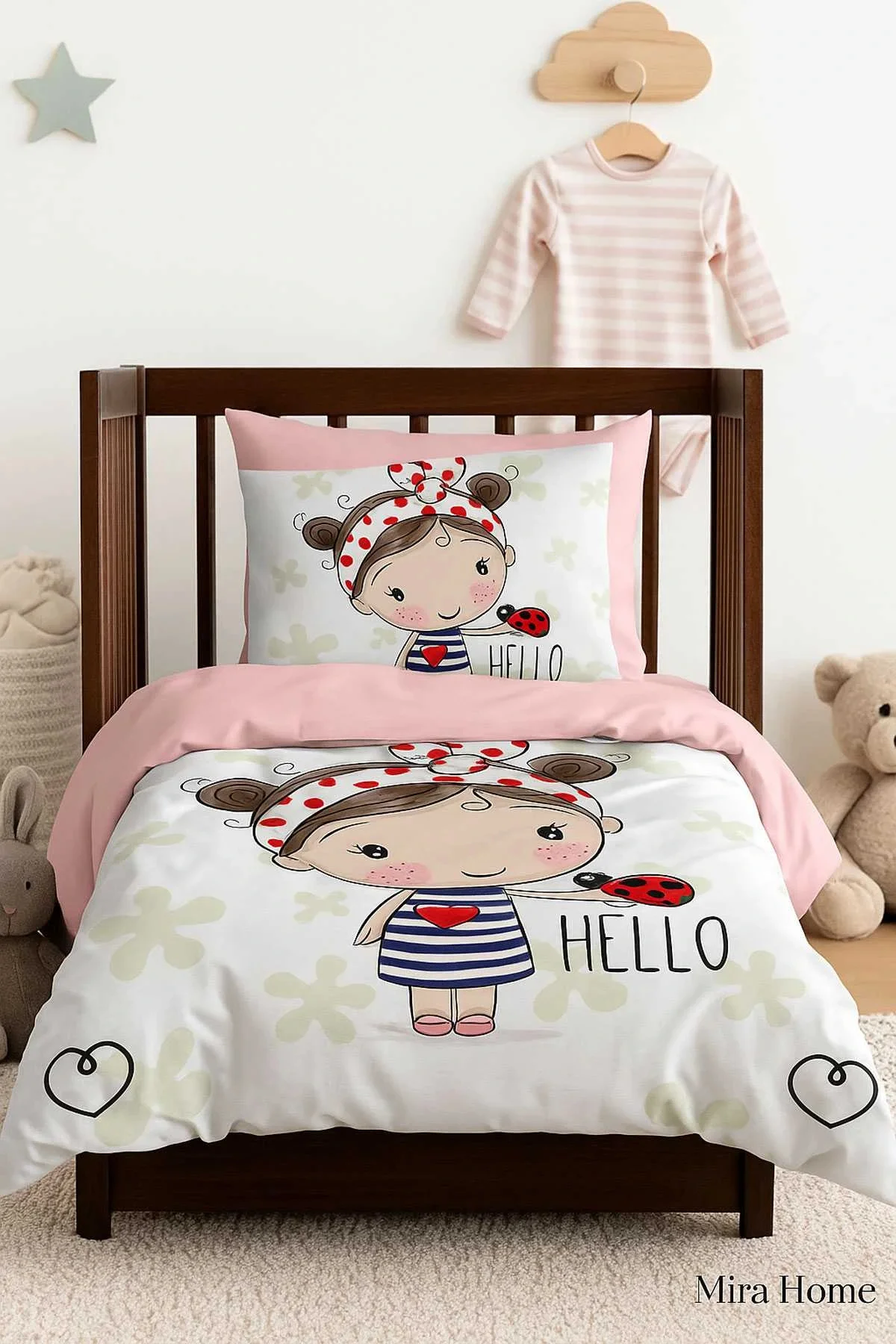 Dijital Baskılı 3d Pamuklu Yenidoğan Bebek Nevresim Takımı Hello Girl - Mira Home Görsel 2