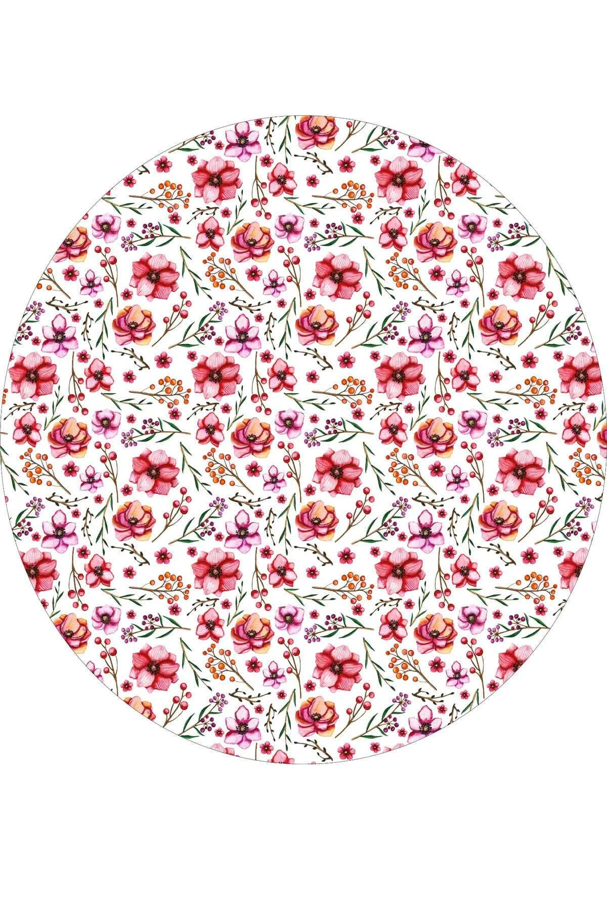 Yuvarlak Çiçek Desenli Duck Kumaş Masa Örtüsü 150x150 Cm - Mira Home Görsel 5