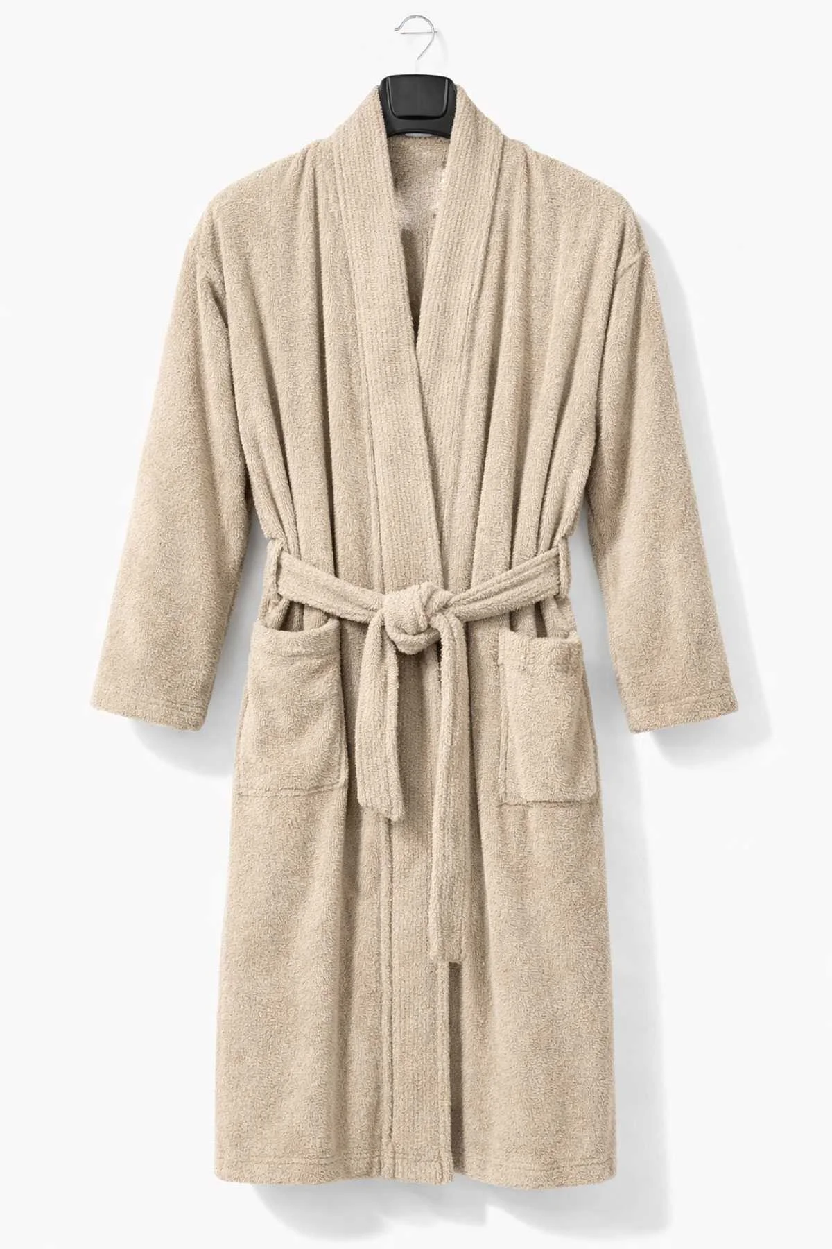 Kimono Yaka Unisex Pamuklu Tek Kişilik Bornoz Bej - Mira Home Görsel 3
