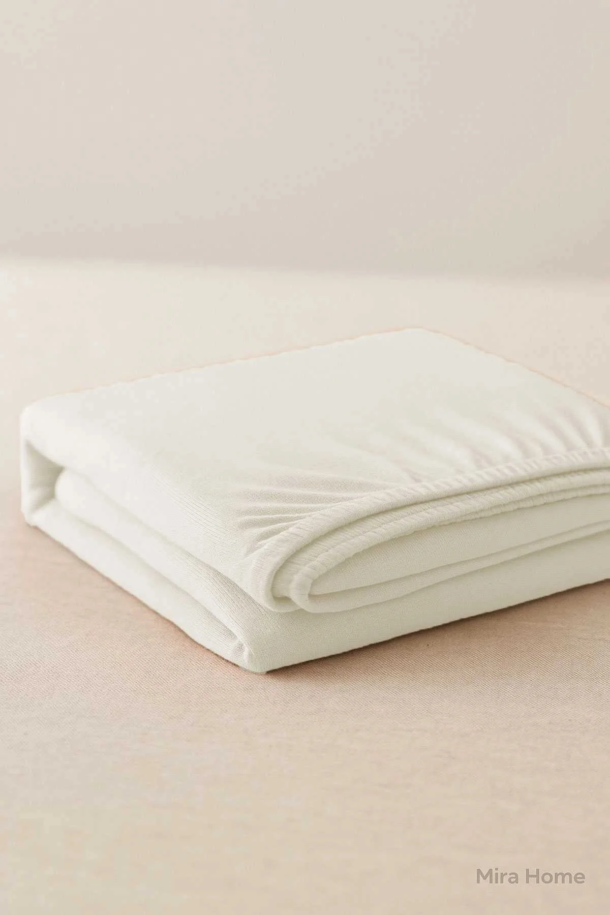 Çift Kişilik Düz Penye %100 Pamuklu Lastikli Çarşaf 180X200 Newsheet Ekru - Mira Home Görsel 4