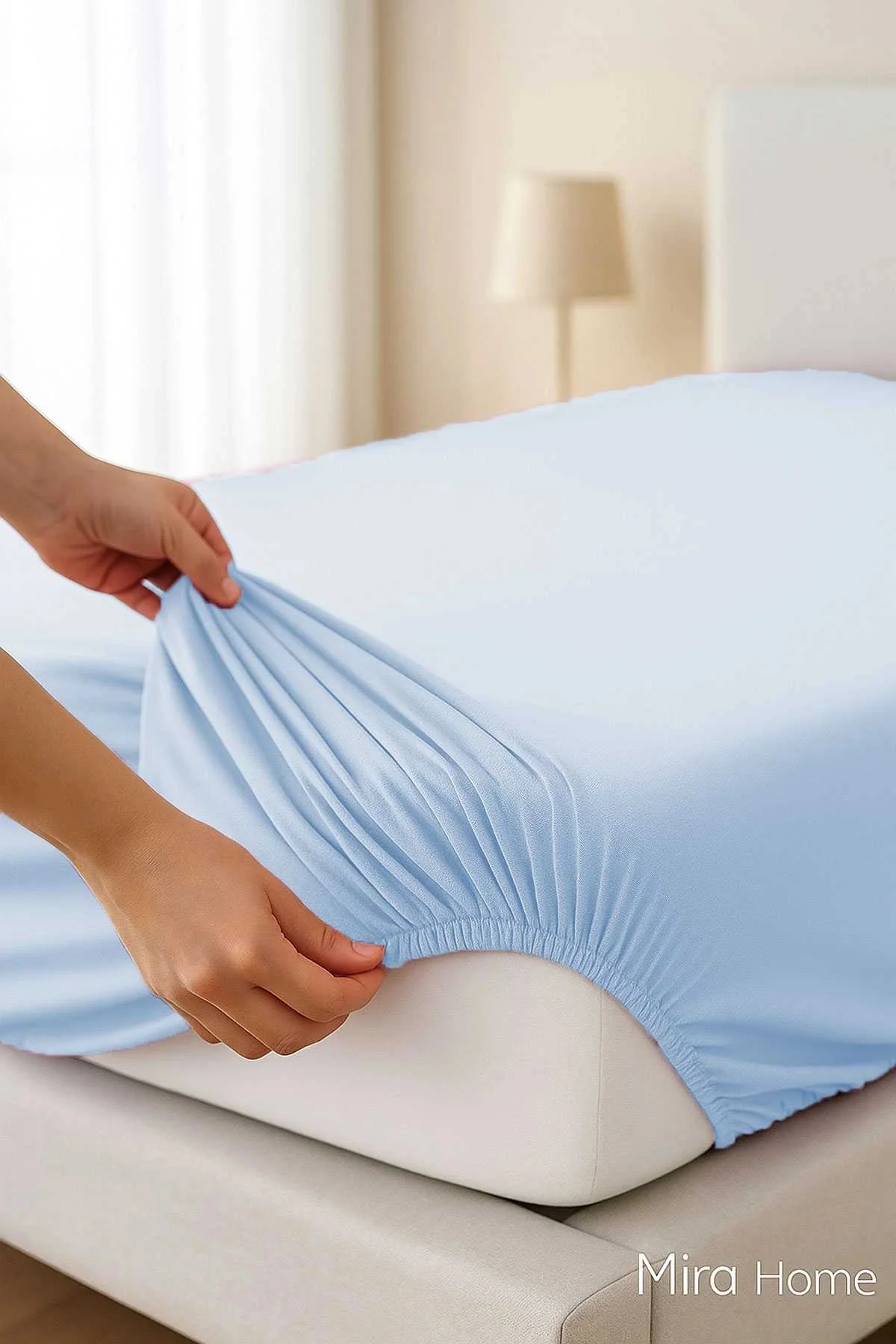 Tek Kişilik Düz Penye %100 Pamuklu Lastikli Çarşaf 100X200 Cm Newsheet Mavi - Mira Home Görsel 2
