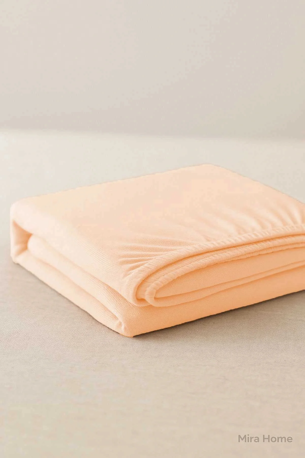 Tek Kişilik Düz Penye %100 Pamuklu Lastikli Çarşaf 100X200 Cm Newsheet Somon - Mira Home Görsel 4