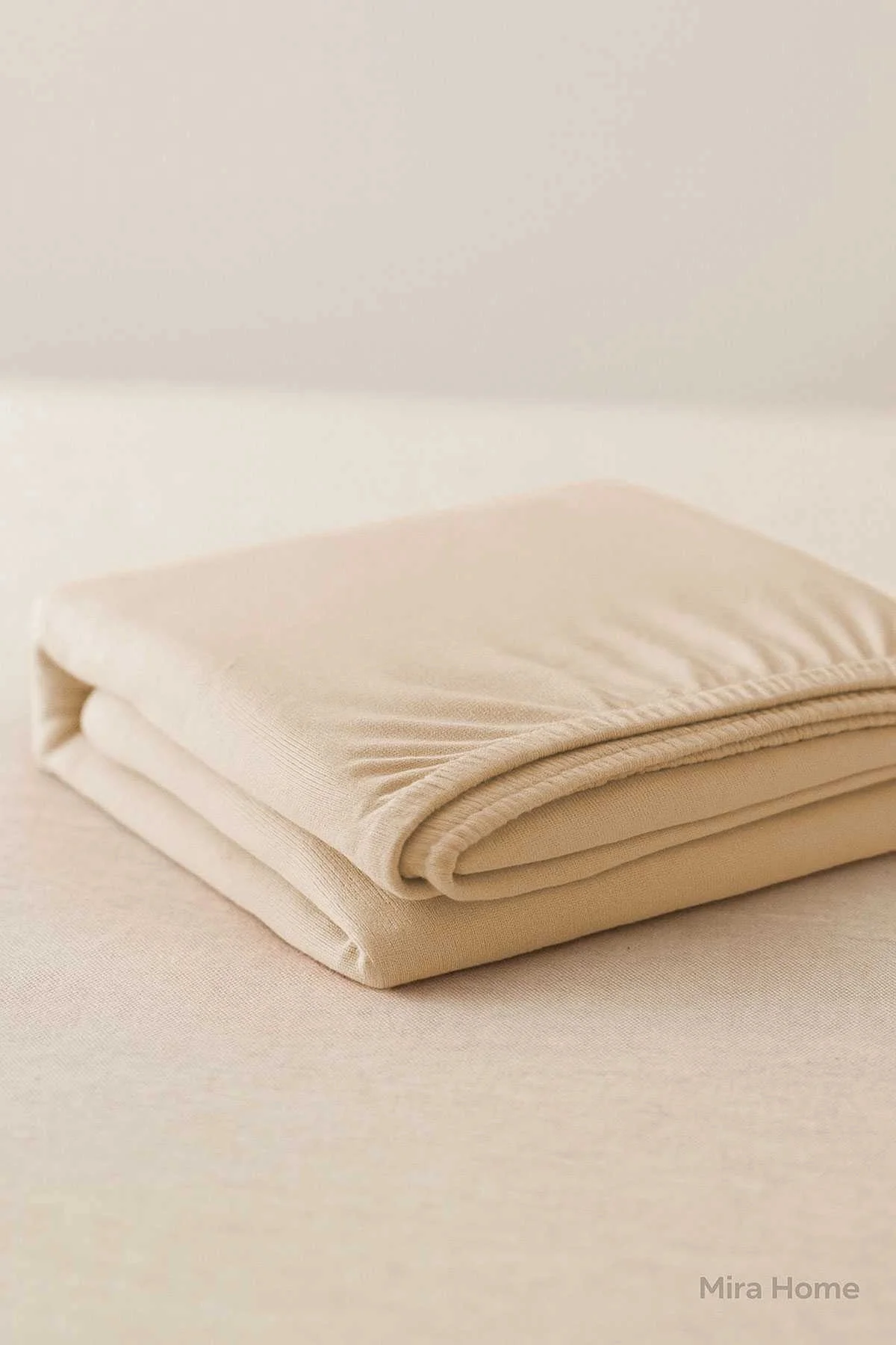 Çift Kişilik Düz Penye %100 Pamuklu Lastikli Çarşaf 180X200 Newsheet Bej - Mira Home Görsel 3