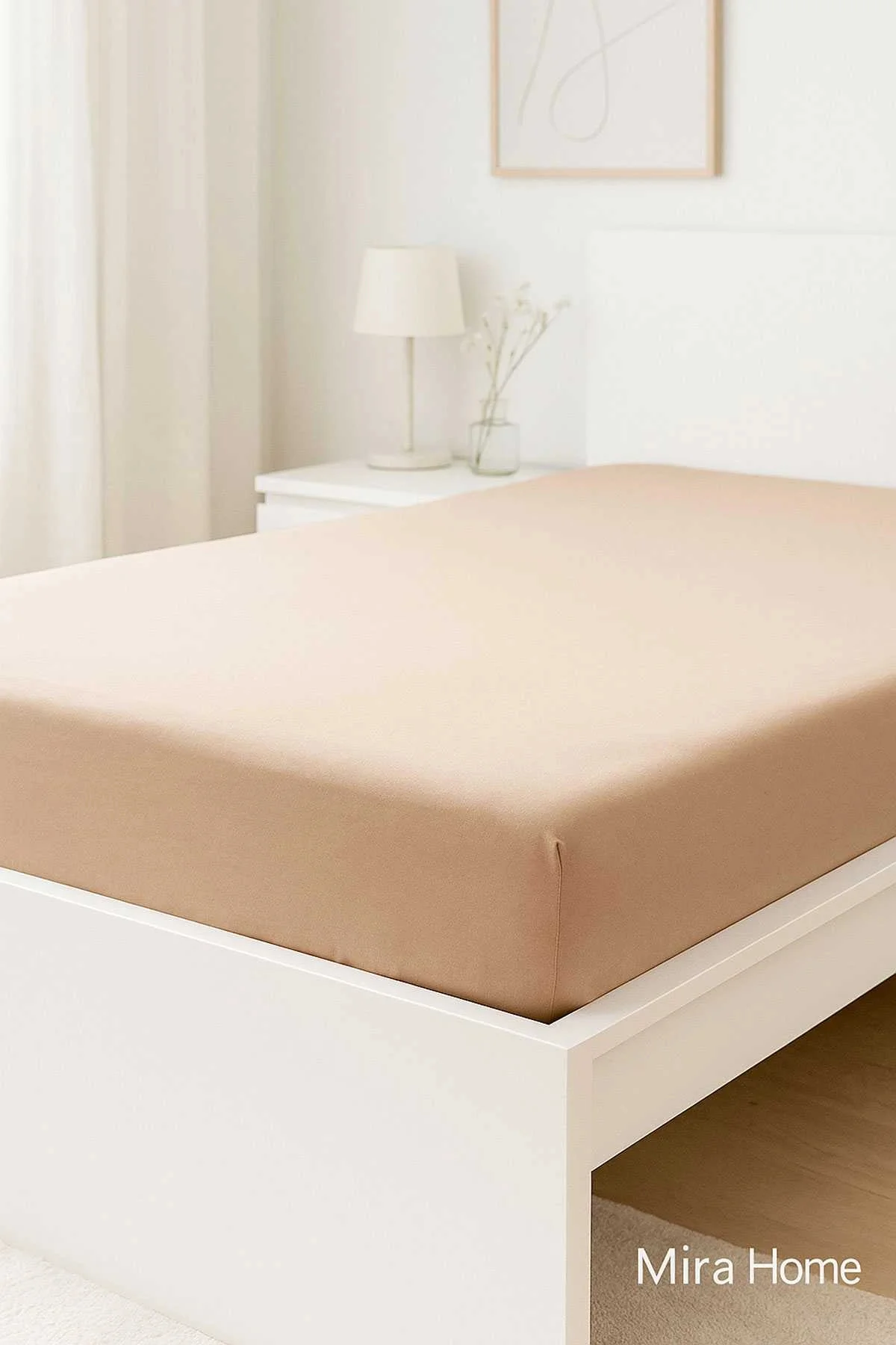 Çift Kişilik Düz Penye %100 Pamuklu Lastikli Çarşaf 160X200 Newsheet Kahverengi
