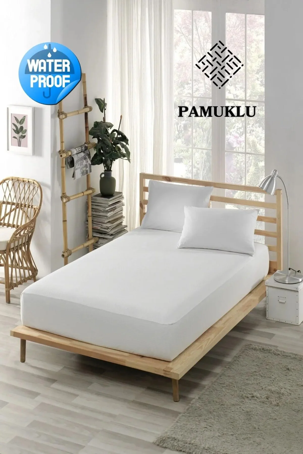 180x200 Cm Çift Kişilik Fitted Geçmeli Sıvı Geçirmez Alez Pamuklu Yatak Koruyucu