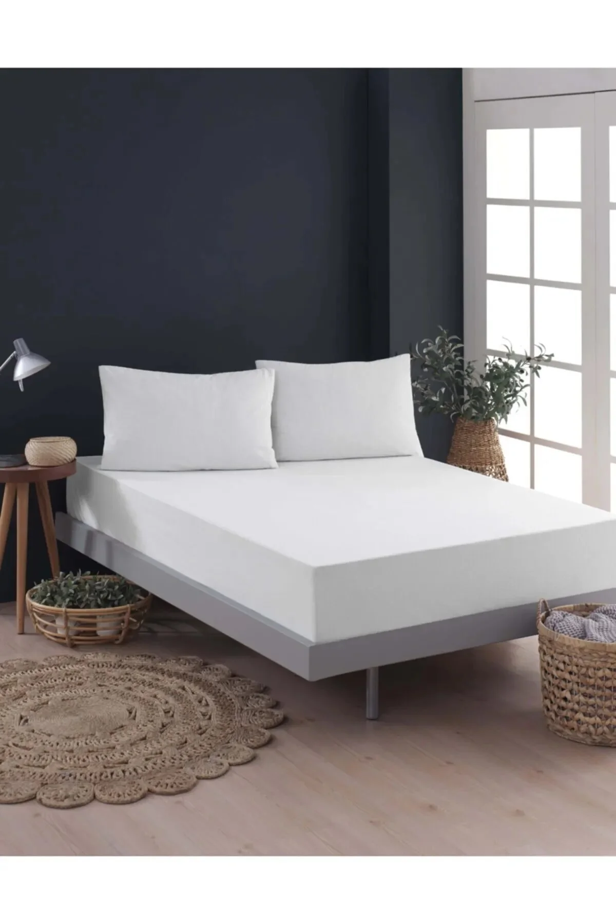 180x200 Cm Çift Kişilik Fitted Geçmeli Sıvı Geçirmez Alez Pamuklu Yatak Koruyucu - Mira Home Görsel 6