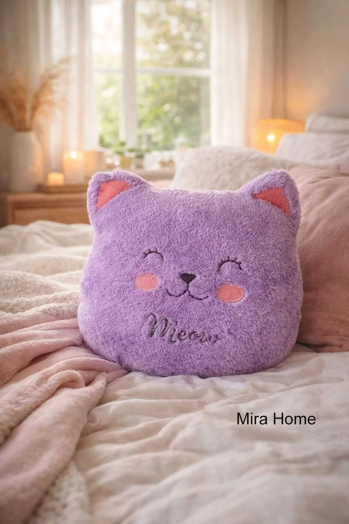 Meav Kedi Figürlü Dekoratif Çocuk Odası Yastığı - Mira Home Görsel 3