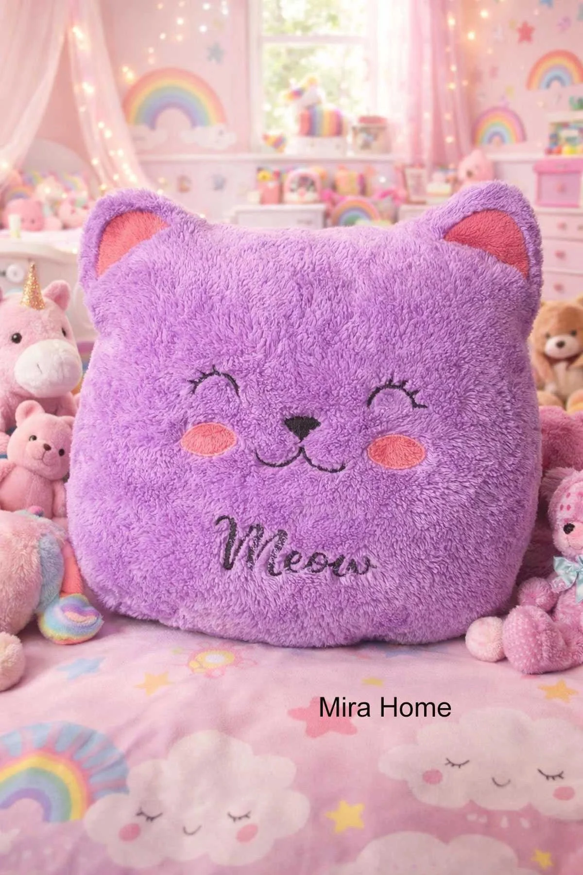 Meav Kedi Figürlü Dekoratif Çocuk Odası Yastığı - Mira Home Görsel 4