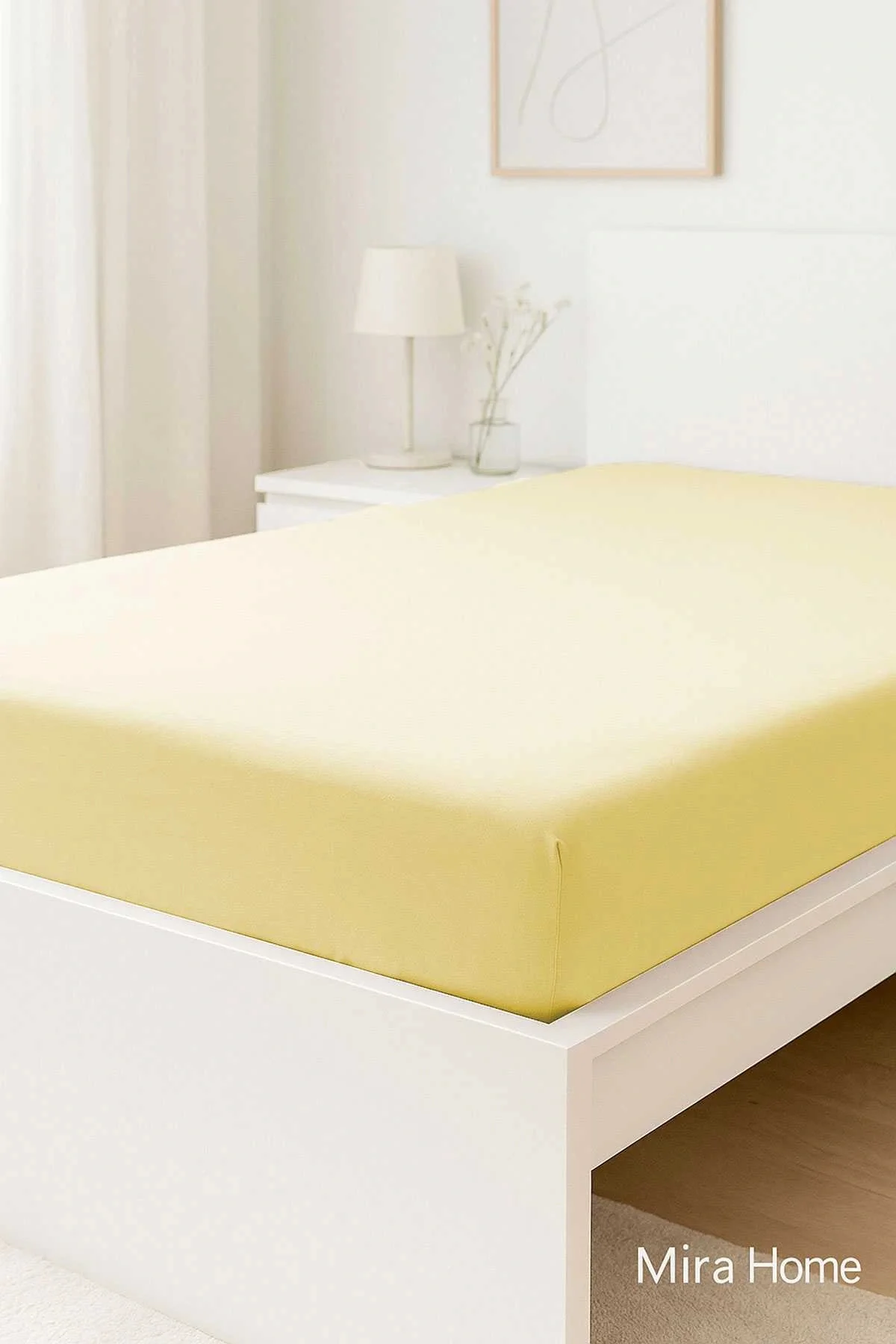 Tek Kişilik Düz Penye %100 Pamuklu Lastikli Çarşaf 100X200 Cm Newsheet Sarı