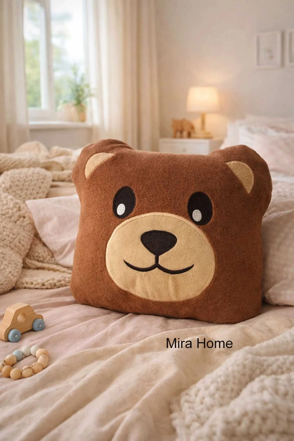 Ayıcık Figürlü Dekoratif Çocuk Odası Yastığı - 25x30 cm - Mira Home Görsel 3